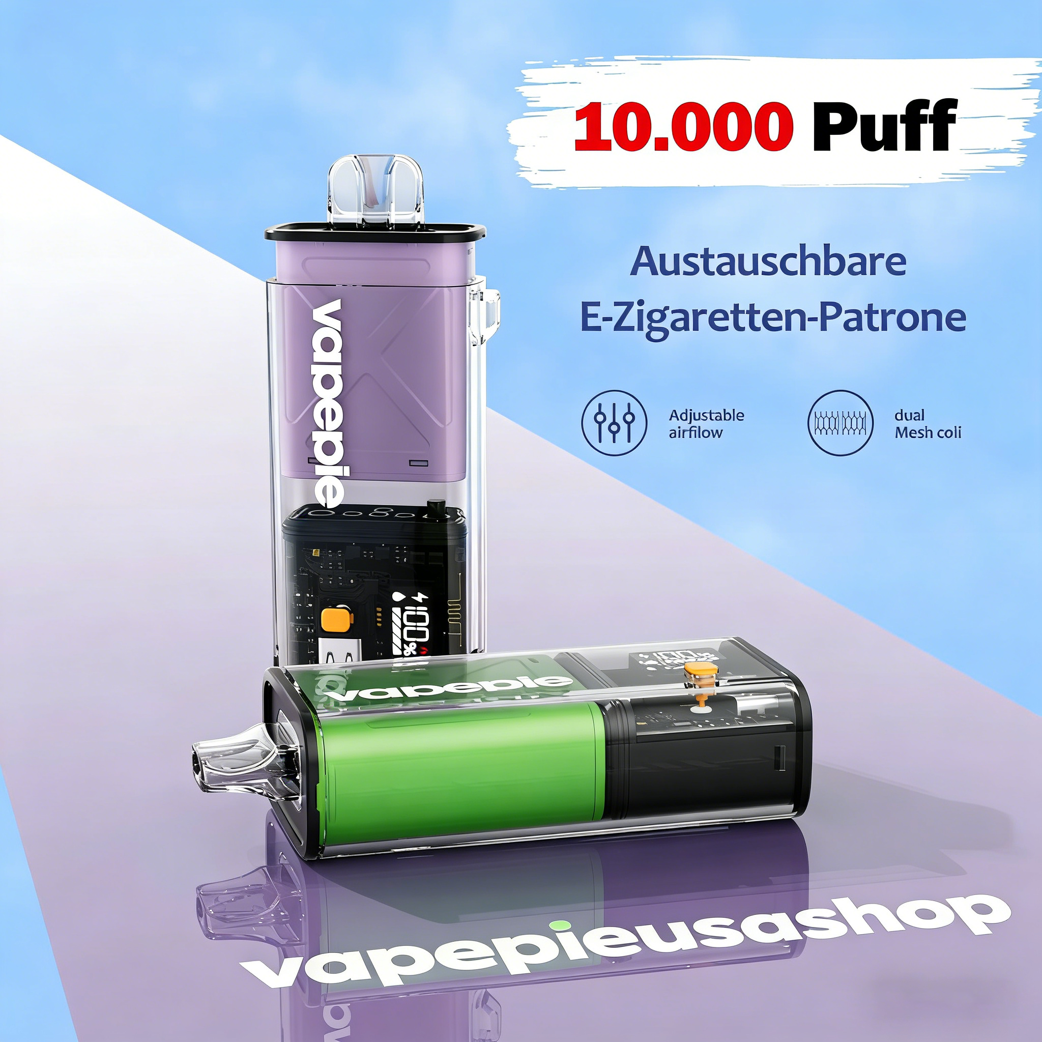 EU Vapepie FlexSwitch 10000 Puff Refillable Pod Vape · Replaceable Pod System with Multiple Options