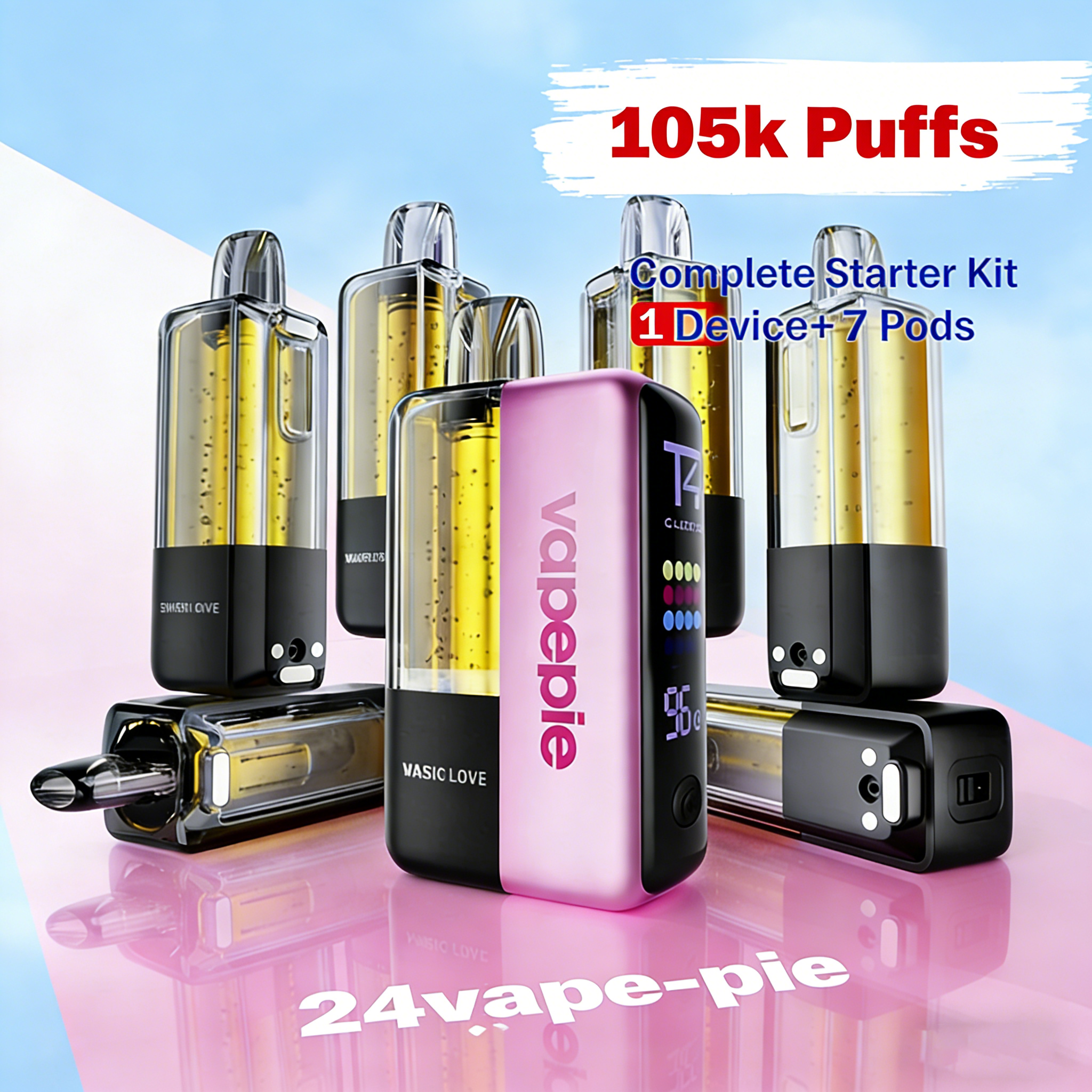 us Vapepie Ultra X Complete Starter Kit 105k Puffs | 1 Rechargeable Device + 7 Pods Bundle Vape