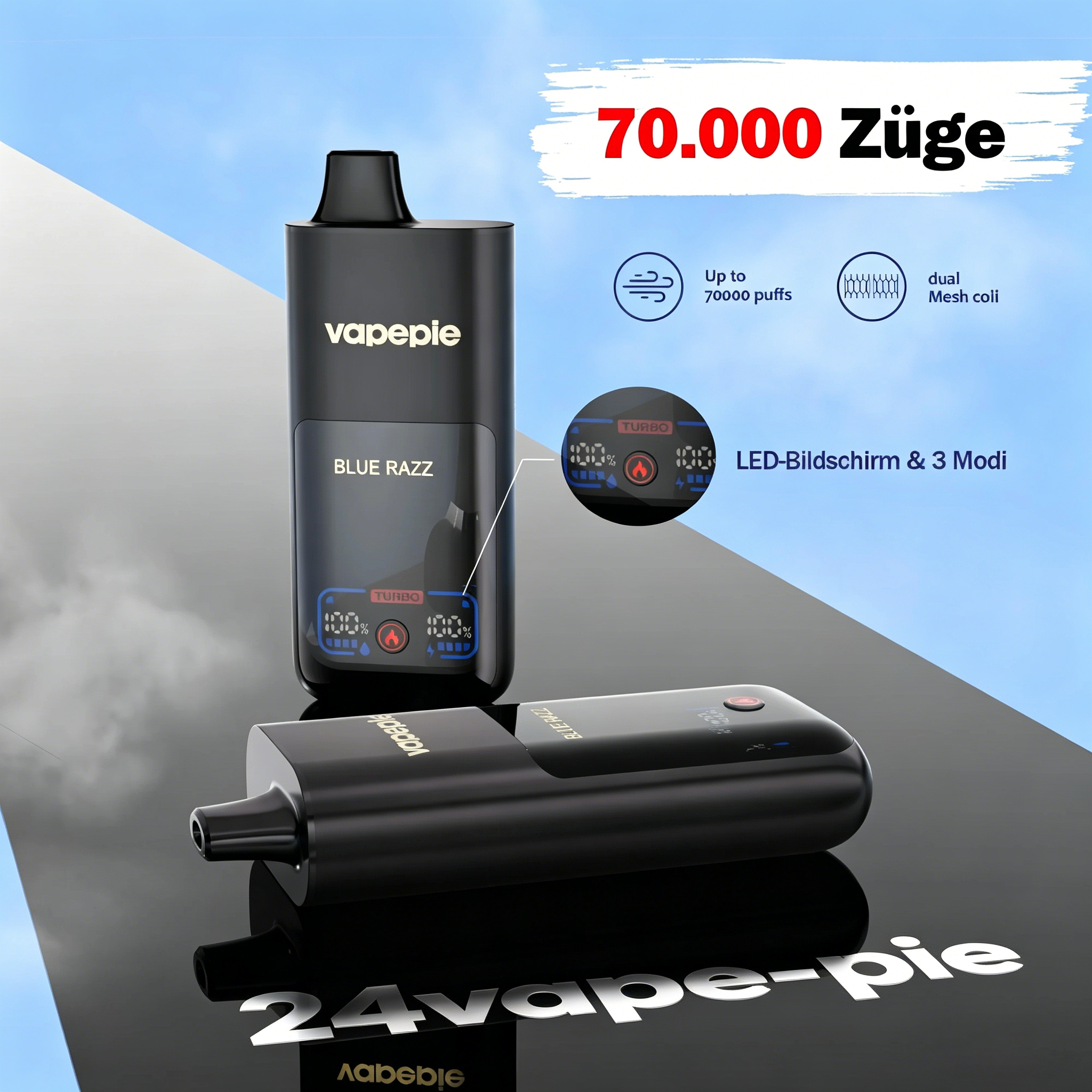 Vapepie Mega 70.000 Züge Einweg-Vape · Extrem hohe Zugkapazität