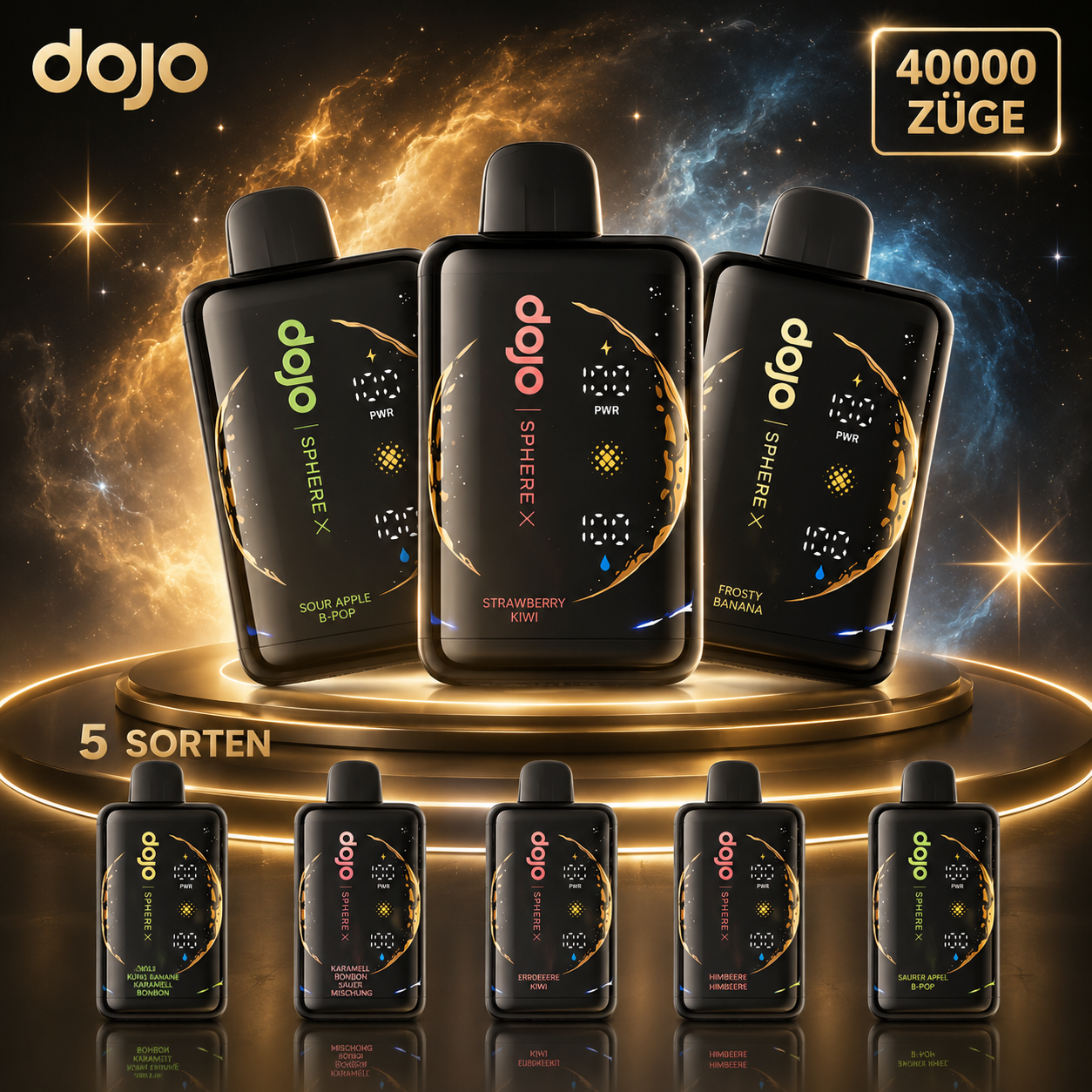 DOJO SPHERE X (40.000 Puffs 3D-Smart-Display Gerät mit Quad-Mesh-Technologie & Dual-Leistungsmodi)