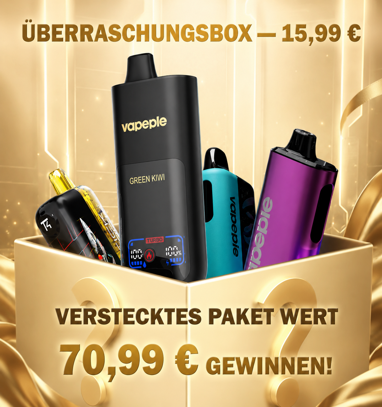 Vapepie Überraschungsbox | Bis zu 70.000 Puffs, Wert bis zu 70.99€