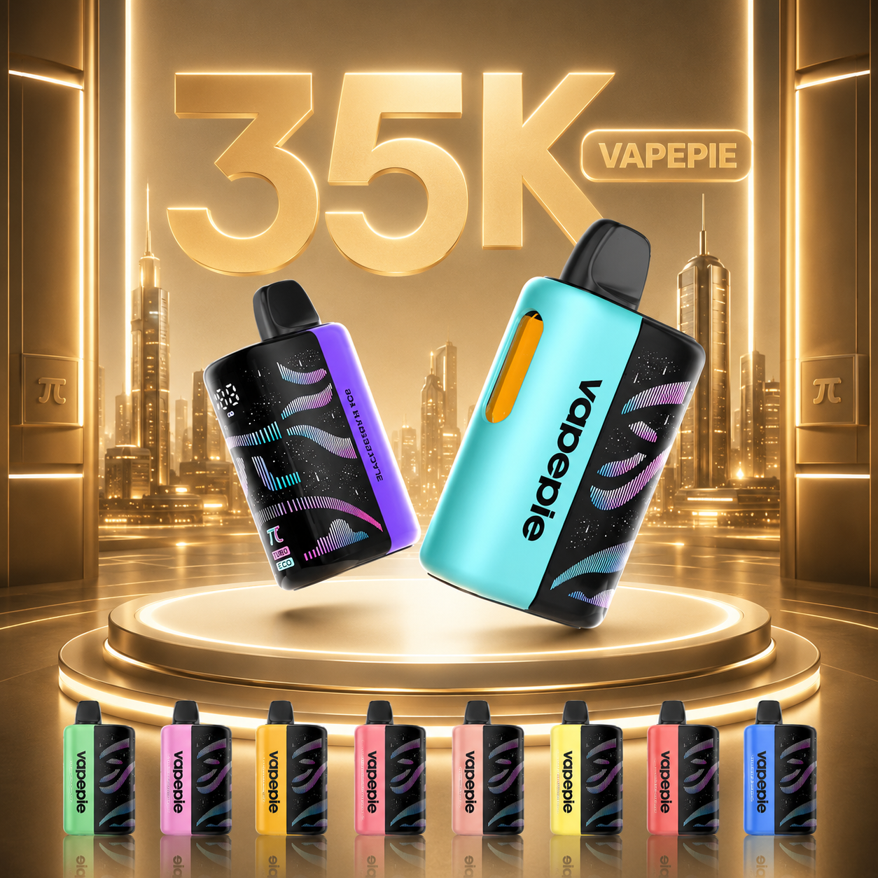 Vapepie Galactic Gleam Vaper mit 3D-Bildschirm 35.000 Puffs – Ergonomischer MTL-Pod