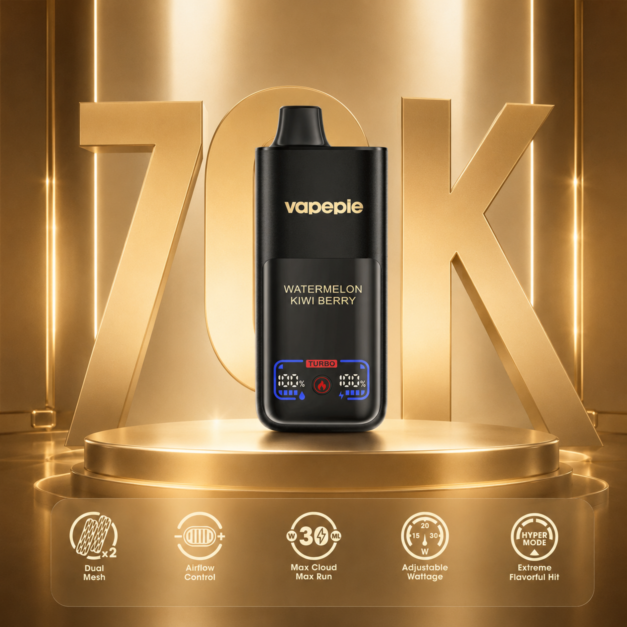 Vapepie Mega 70.000 Puffs Einweg-Vaper 5% (50mg) mit Schnellladung