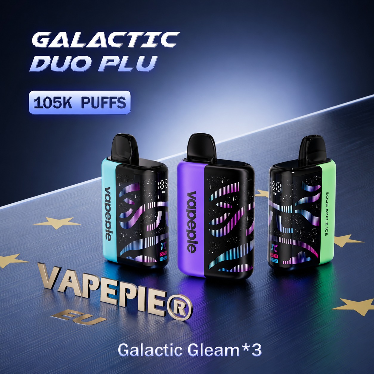 【Sparpaket】Vapepie  Galactic Gleam Vaper mit 3D-Bildschirm✖3  mit 105.000 Puffs