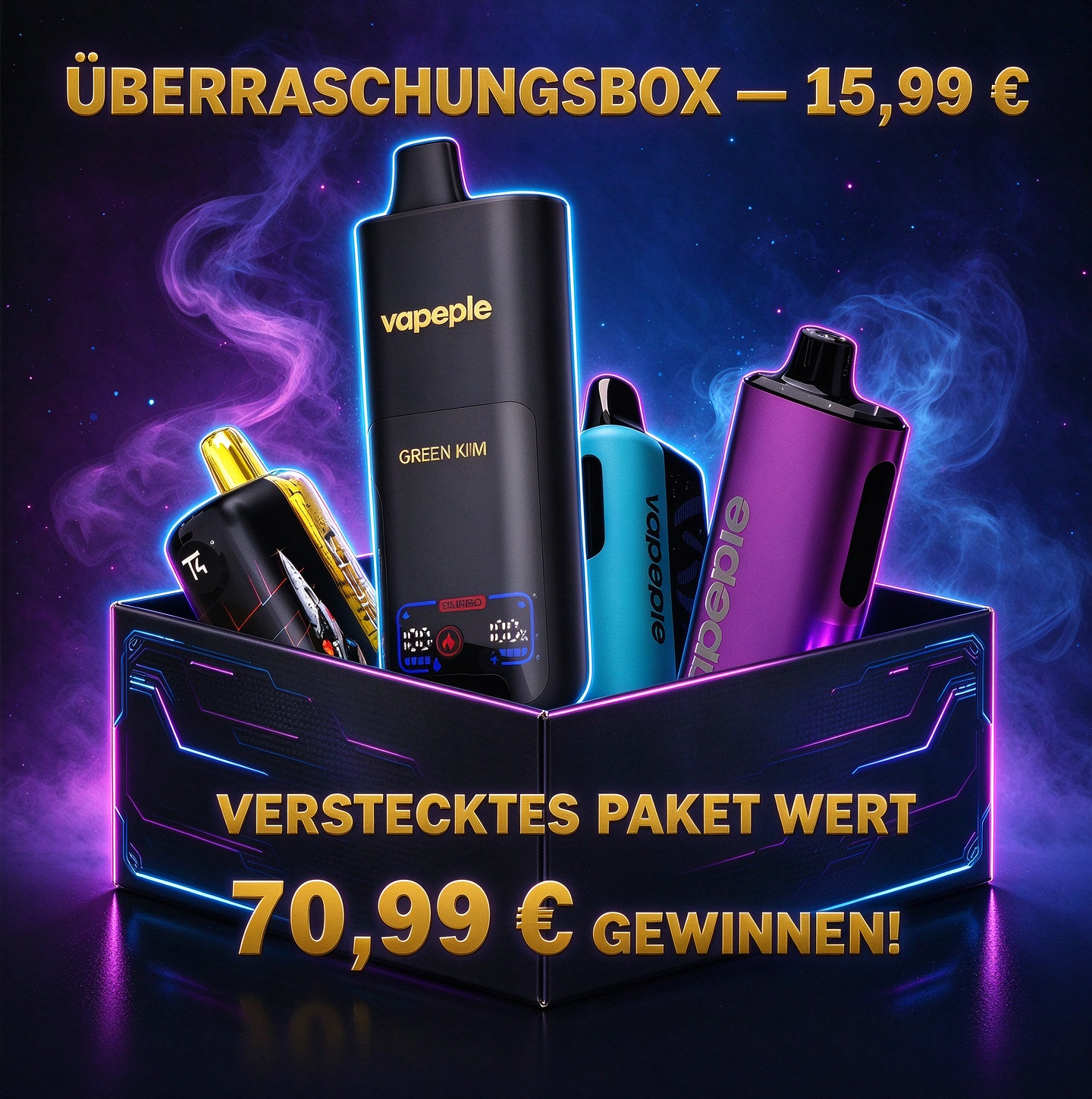 Vapepie Überraschungsbox | Bis zu 70.000 Puffs, Wert bis zu 70.99€