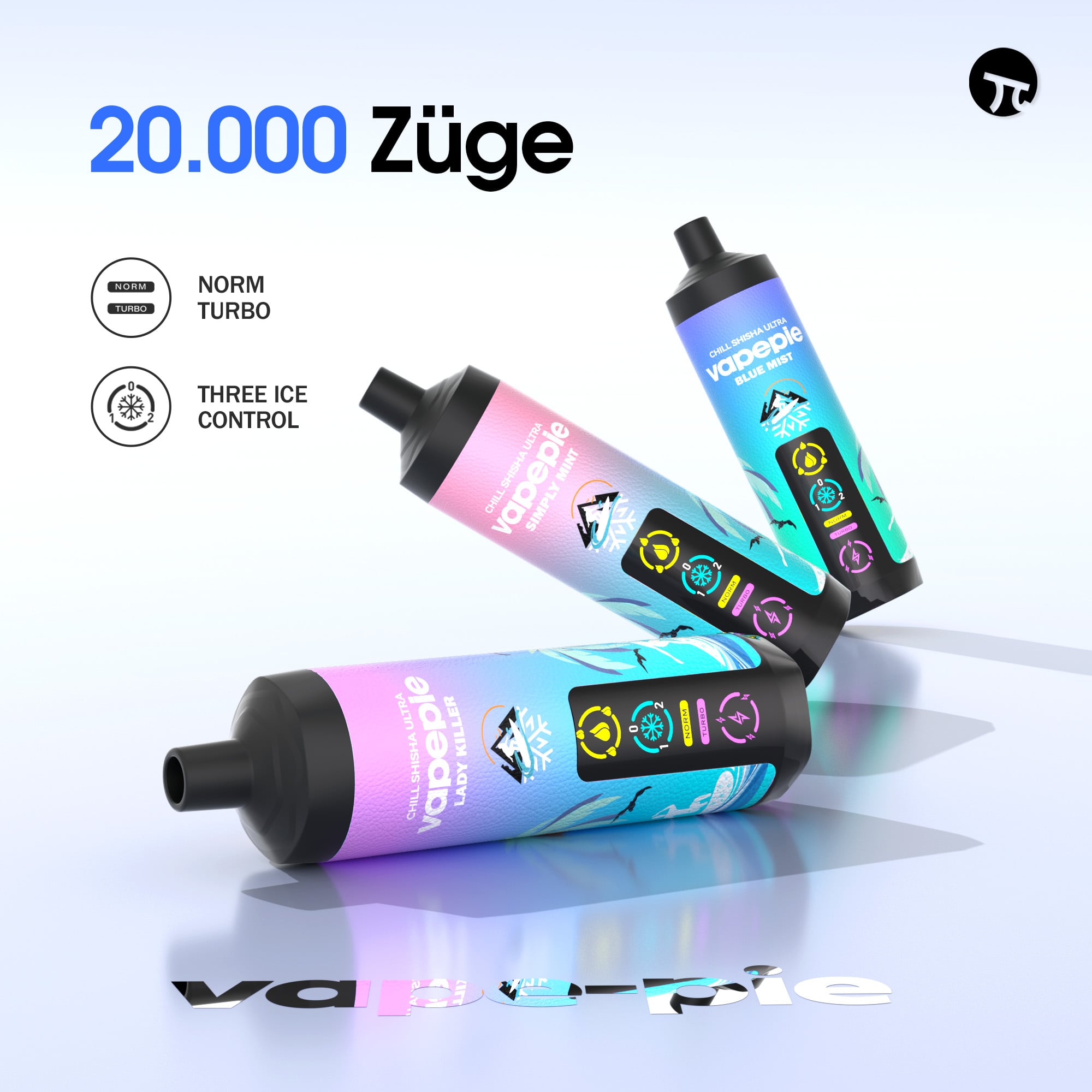 Vapepie AirRush 20.000 Züge Vape · Ice Blast Menthol Einweg-Vape mit Eis-Regelung