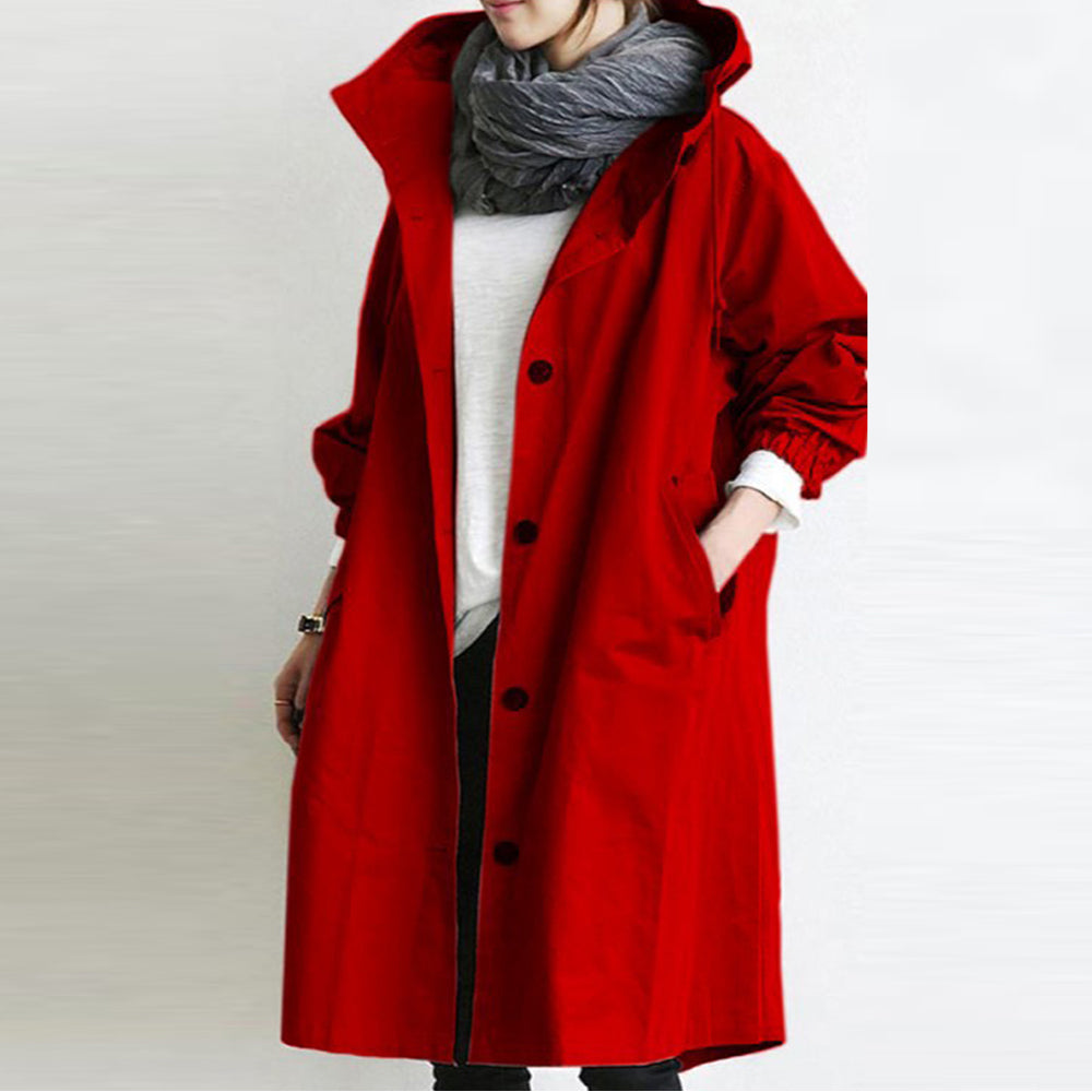 Castillotigo™ Gabardina extragrande impermeable con capucha para mujer