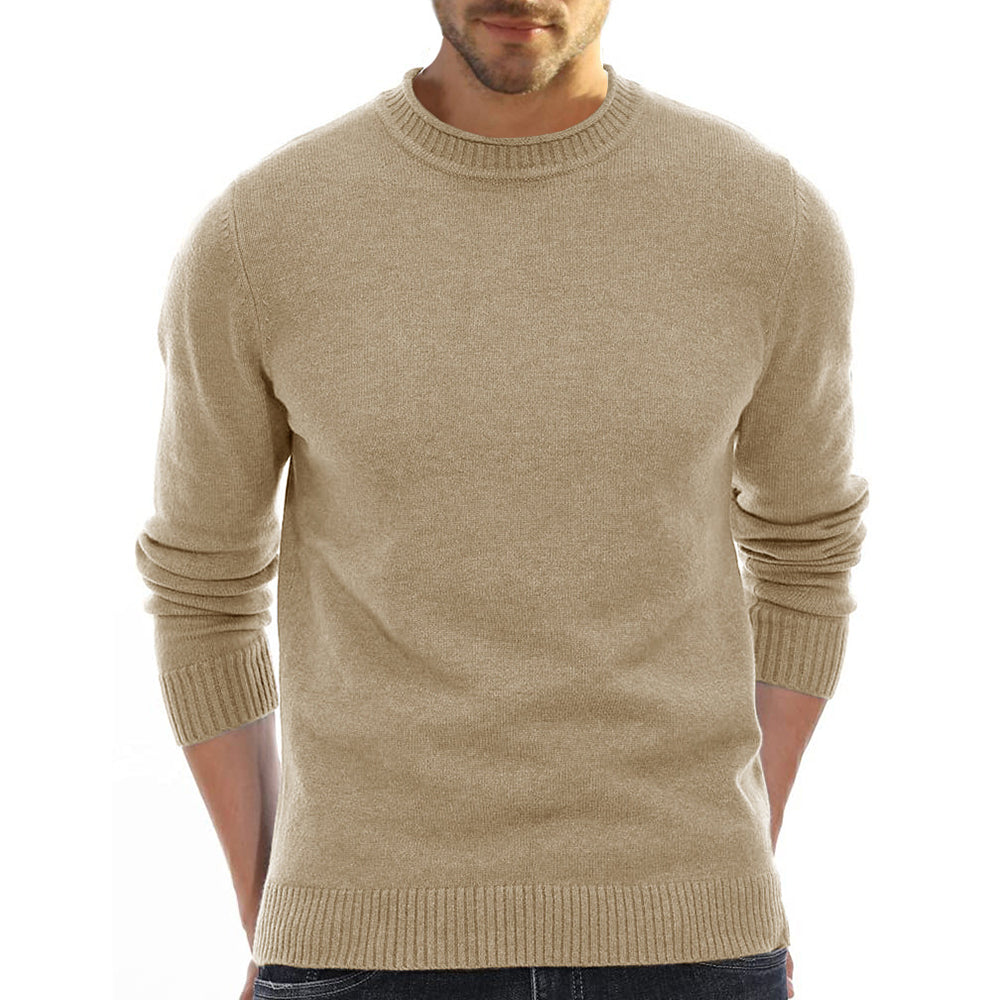 Castillotigo™ Suéter de cuello redondo de color sólido cálido de moda de otoño e invierno para hombres