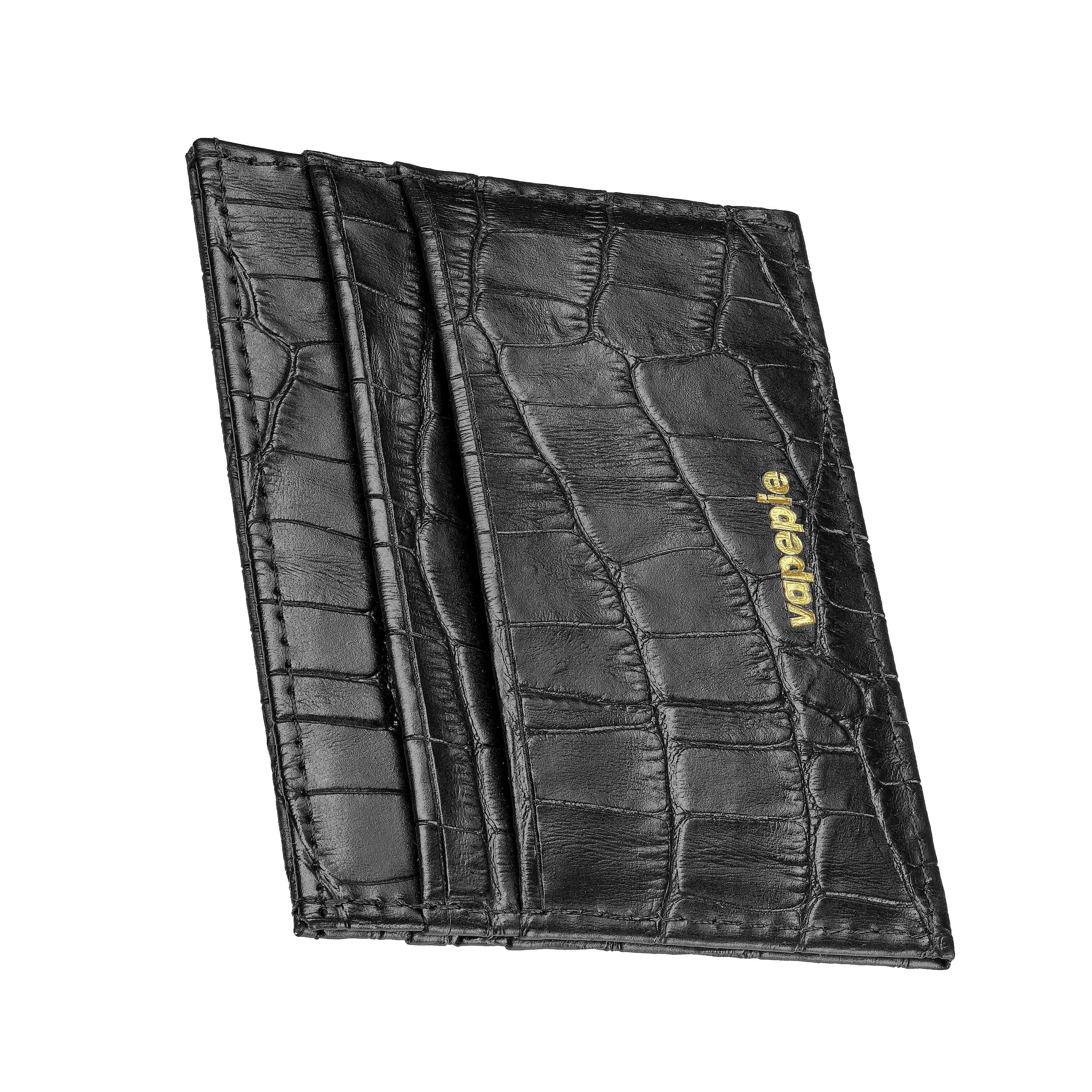 VAPEPIE Crocodile Leather Card Holder – Slim RFID-Blocking Wallet for Men, Minimalist Front Pocket Design with Premium Texture