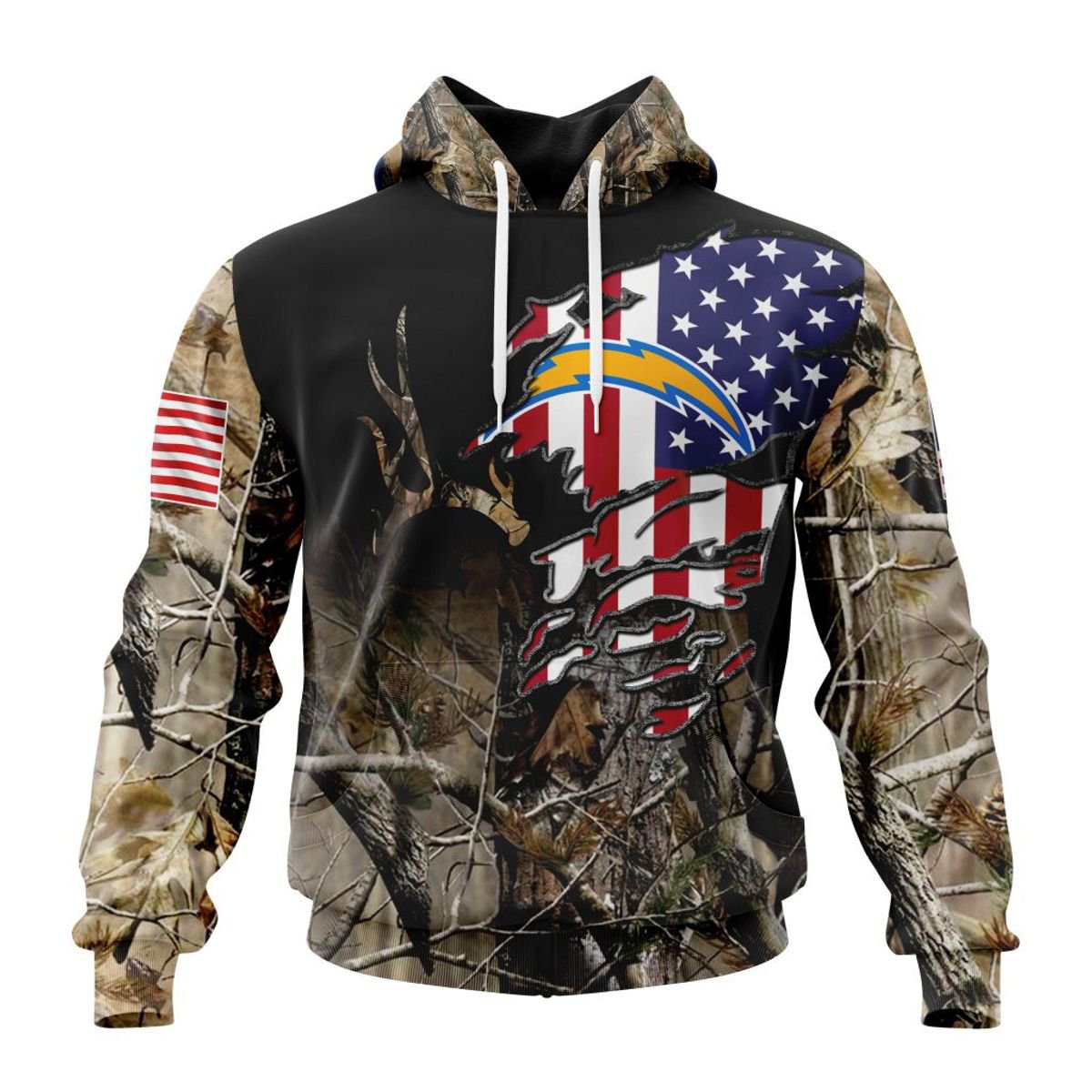 LOS ANGELES CHARGERS 3D HOODIE CAMO REALTREE HUNTING