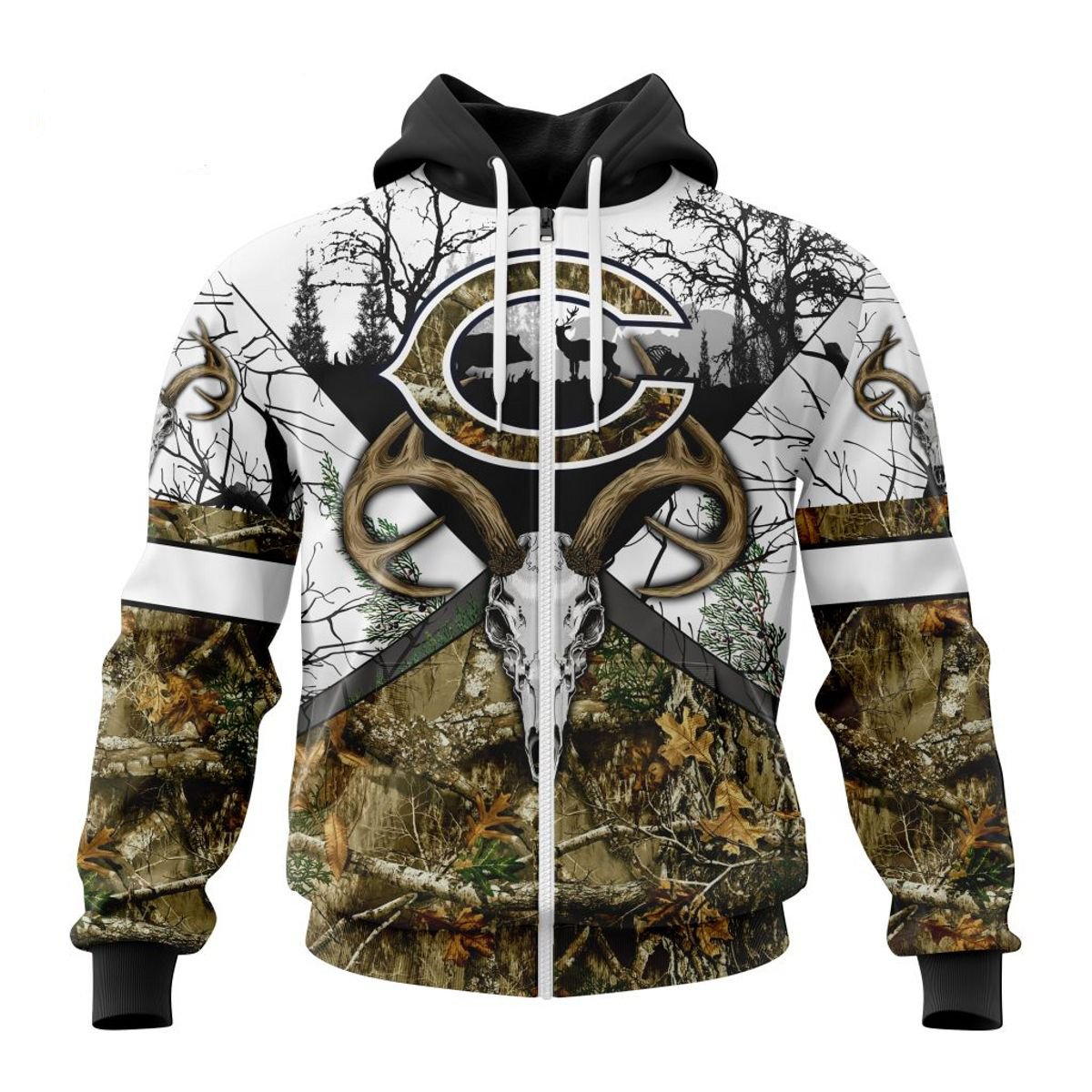 CHICAGO BEARS DEER SKULL AND FOREST 3D HOODIE