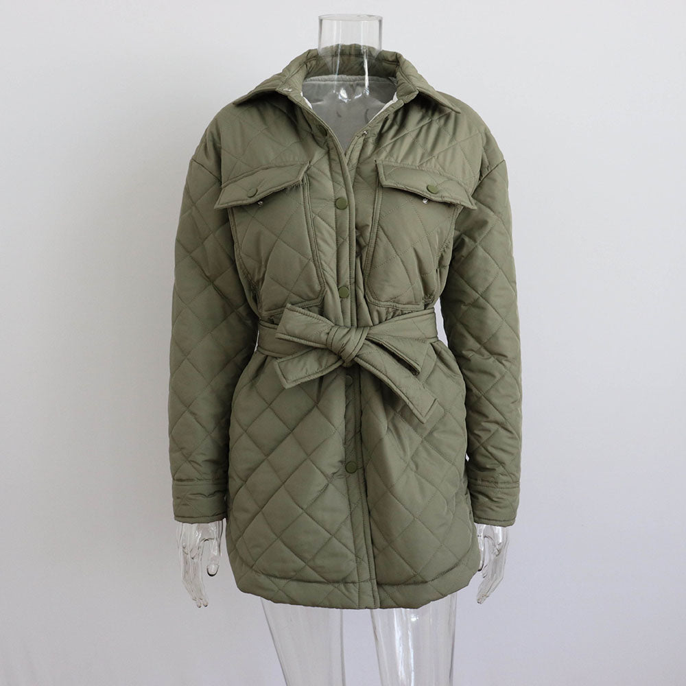 Castillotigo™ Nueva chaqueta acolchada con bolsillo de solapa de botonadura simple de invierno para mujer con cuadros