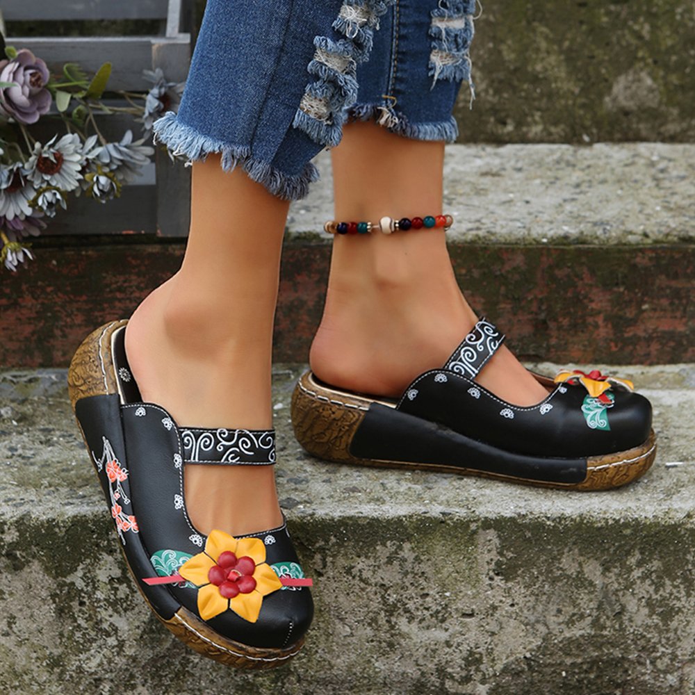 Castillotigo™ Zapatillas al aire libre de flores de estilo étnico para mujer nuevas de verano