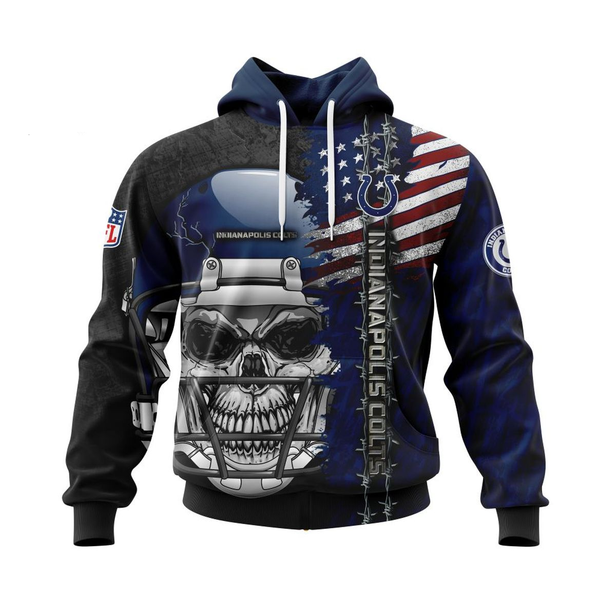 INDIANAPOLIS COLTS 3D HOODIE SKULL0803