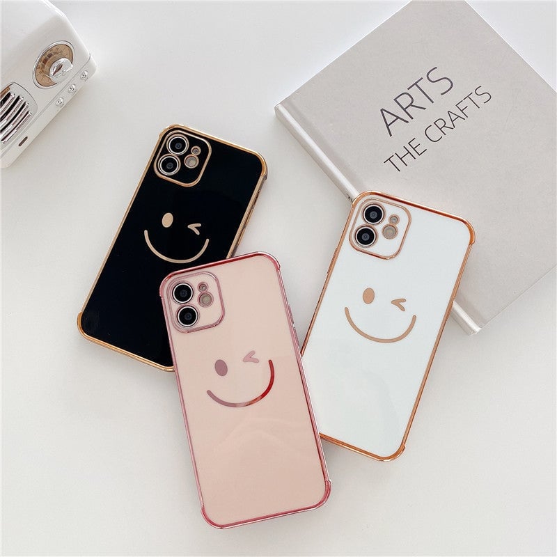 Side Smiley Face Pattern Case Cover For iPhone