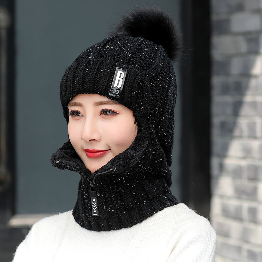Castillotigo™ Gorro de bufanda de una pieza grueso de punto para mujer de otoño e invierno