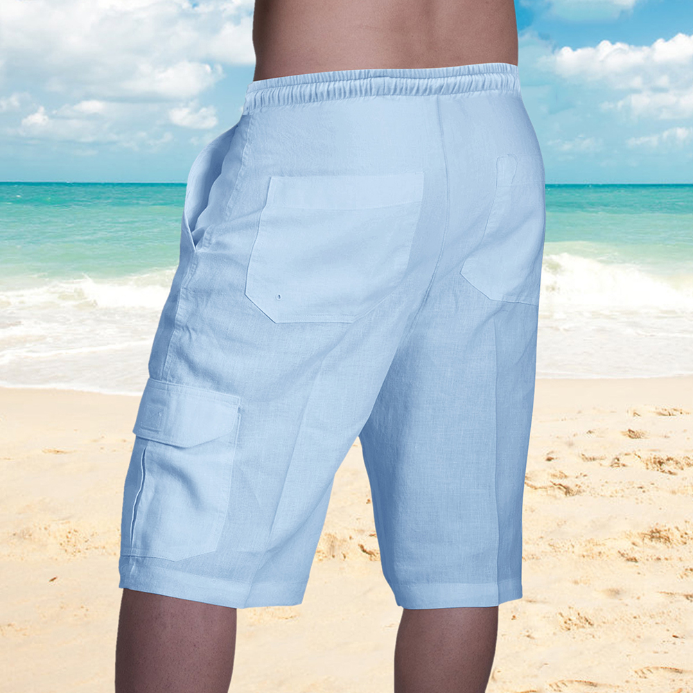 Castillotigo™ Shorts cargo informales de lino y algodón para hombre