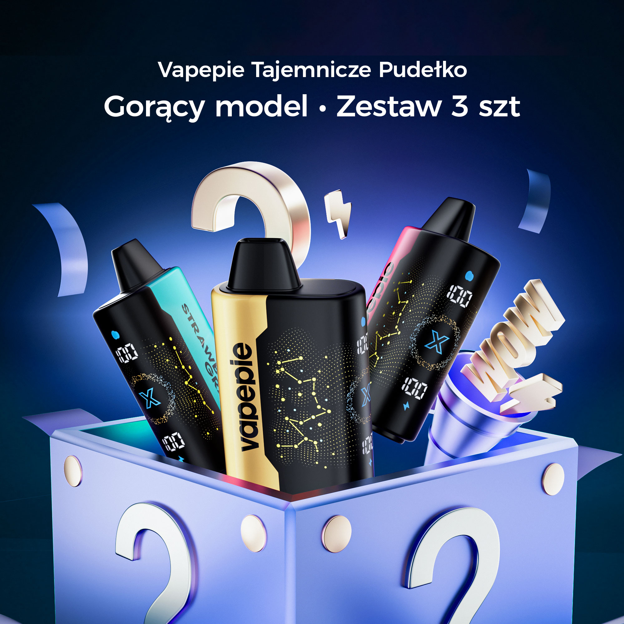 🎁 3-częściowy Pudełko Niespodzianka – VAPEPIE 25000 PUFFS – Star Sky Curved Screen