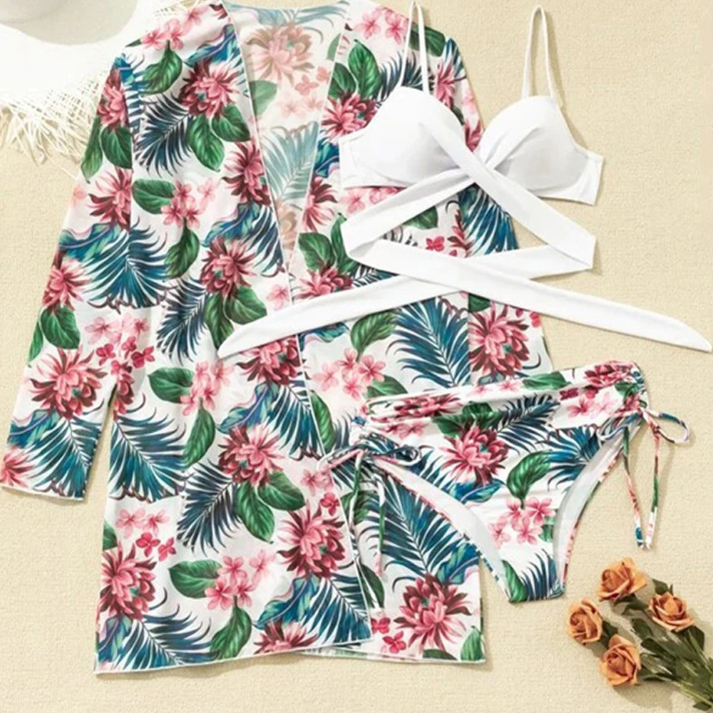 Castillotigo™ Traje de baño de tres piezas estampado