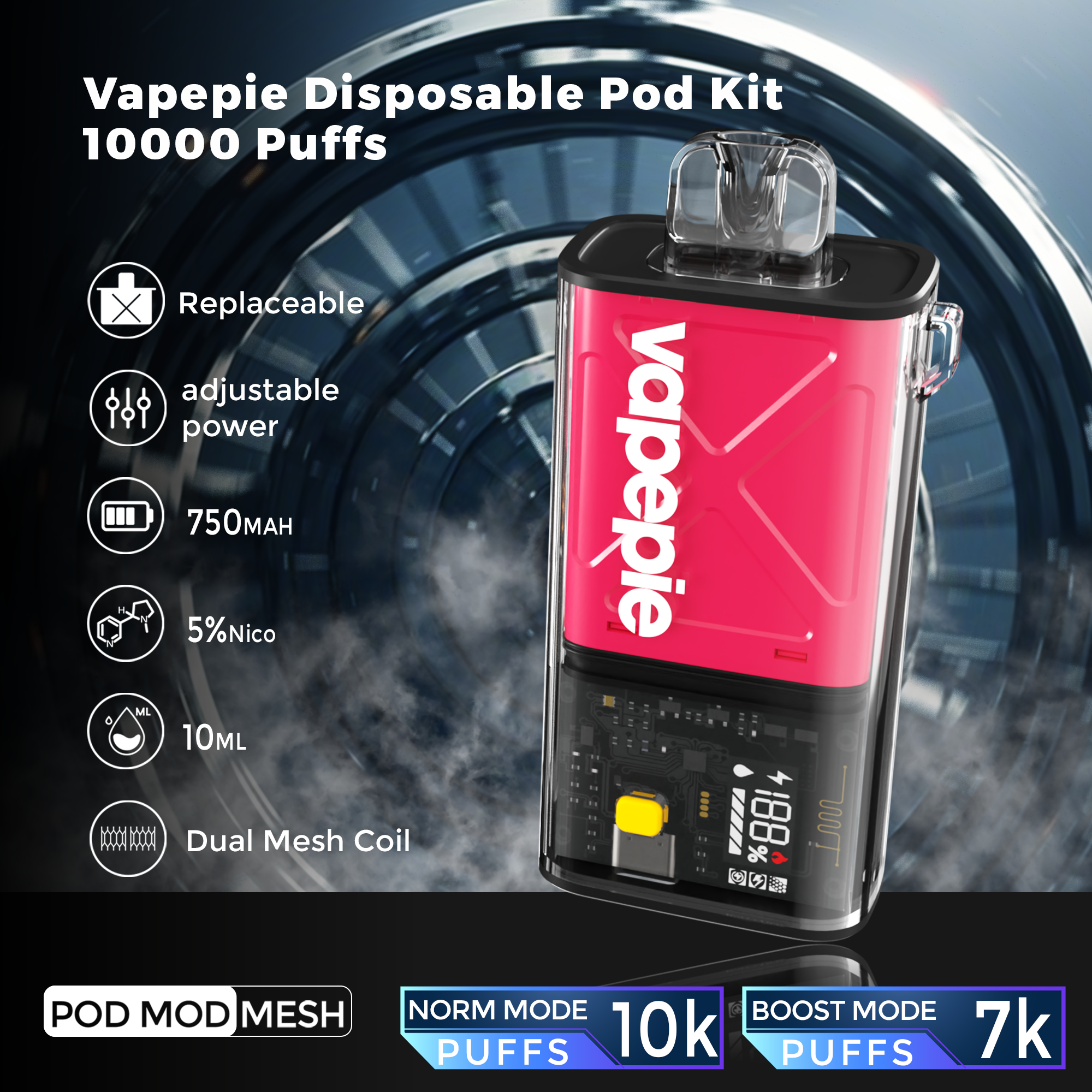 VAPEPIE FlexSwitch 10000 – Barati Csomag 2 Keszulek + 8 vagy 10 Pod