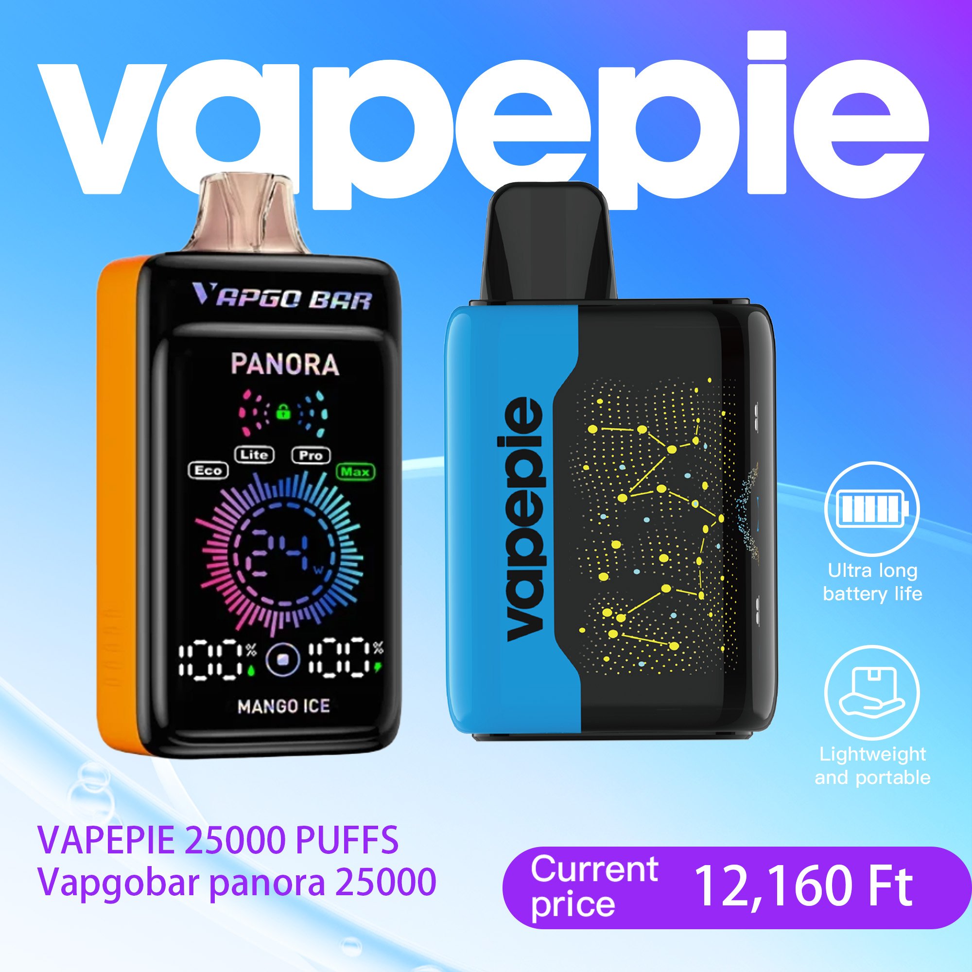 🔥Intelligens és hordozható kombináció:VAPEPIE 25000 +Vapgobar panora 25000 – Limitált Csomag
