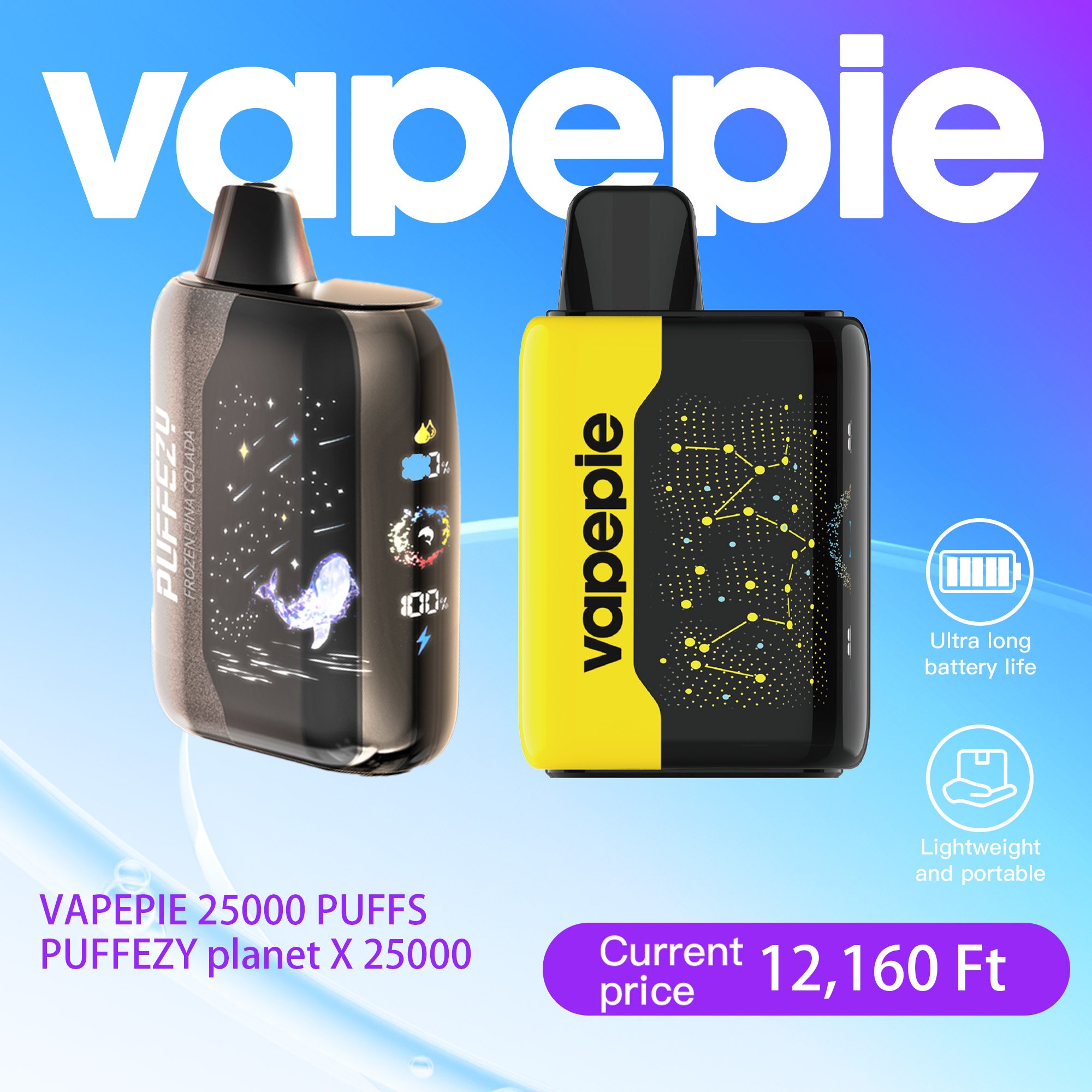 🔥VAPEPIE 25000 PUFFS +PUFFEZY planet X 25000 PUFFS – Limitált Prémium Páros Csomag