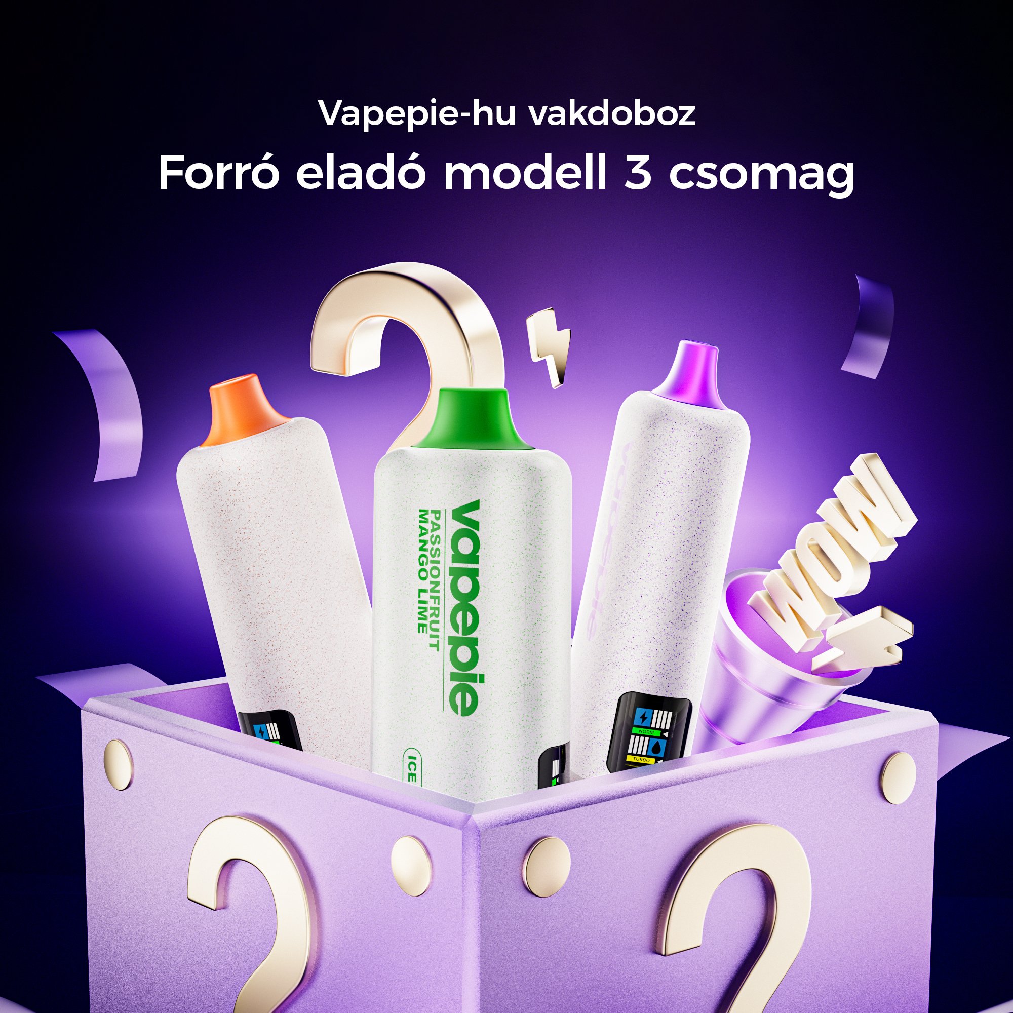 🎁3 darabos meglepetésdoboz---VAPEPIE PowerGo 9800 PUFFS