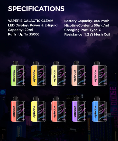 VAPEPIE Galactic Gleam 35000 Puffs-kristálytiszta belül, lenyűgöző kívül