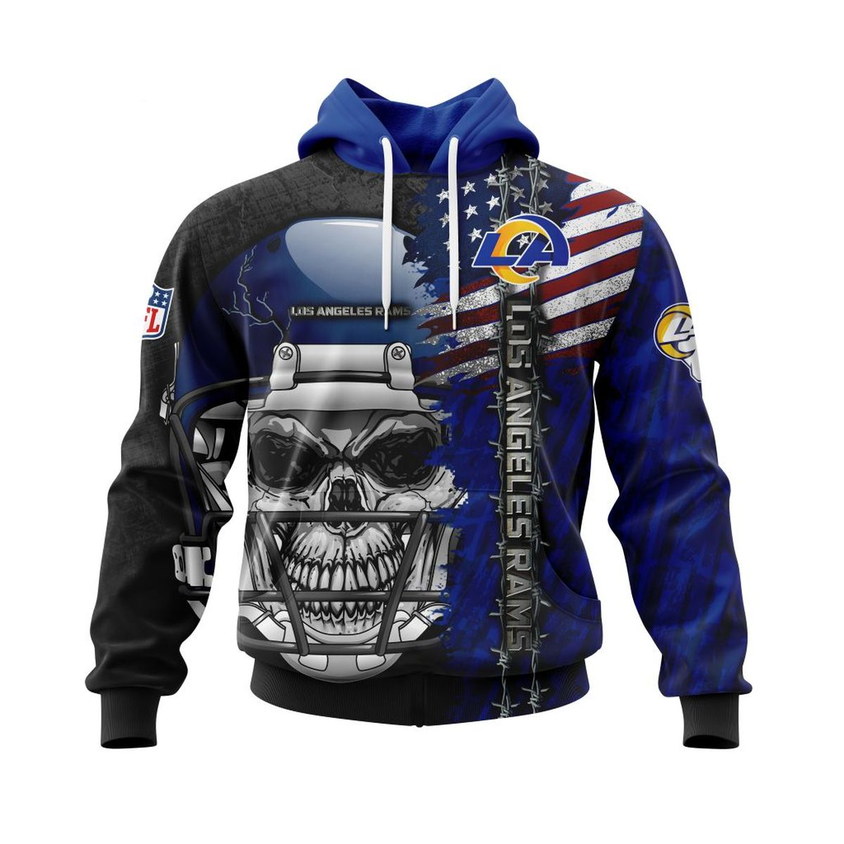 LOS ANGELES RAMS 3D HOODIE SKULL0803