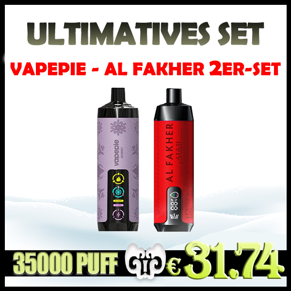 Hookah-Duo-Pack – Vapepie x Al Fakher AirPush 20000 + Al Fakher Crown Bar 15000