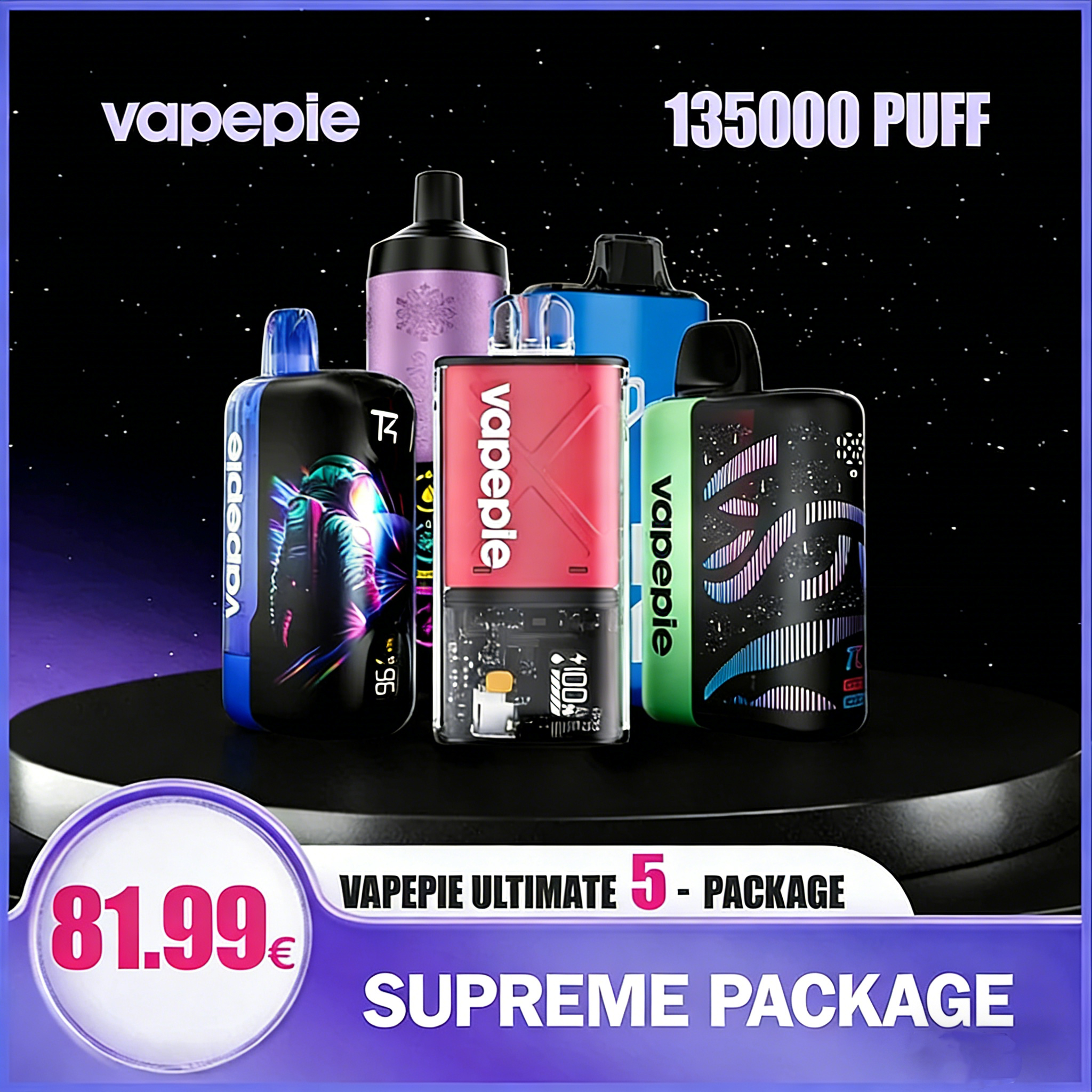 Vapepie 5er-Komplettset 135000 Züge