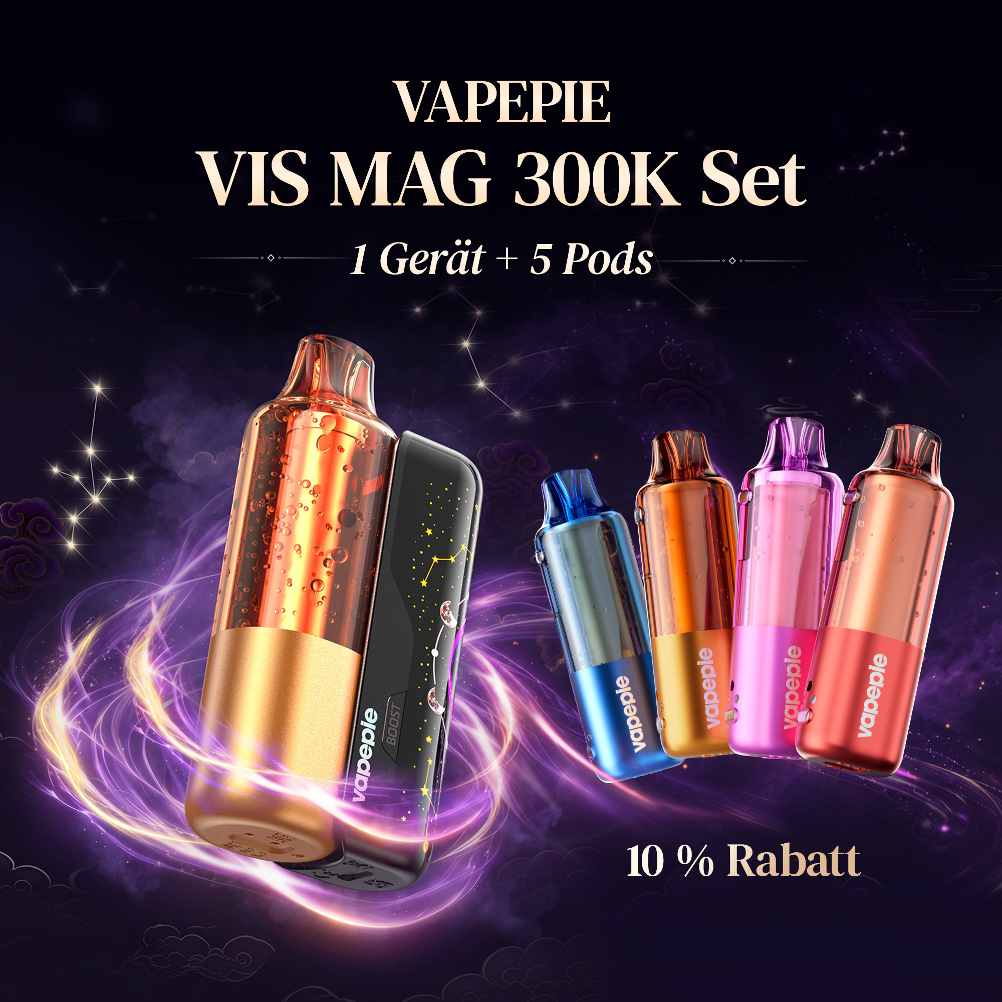 🆕VAPEPIE VIS MAG 300K Set – 1 Gerät + 5 Pods | 50 % Rabatt