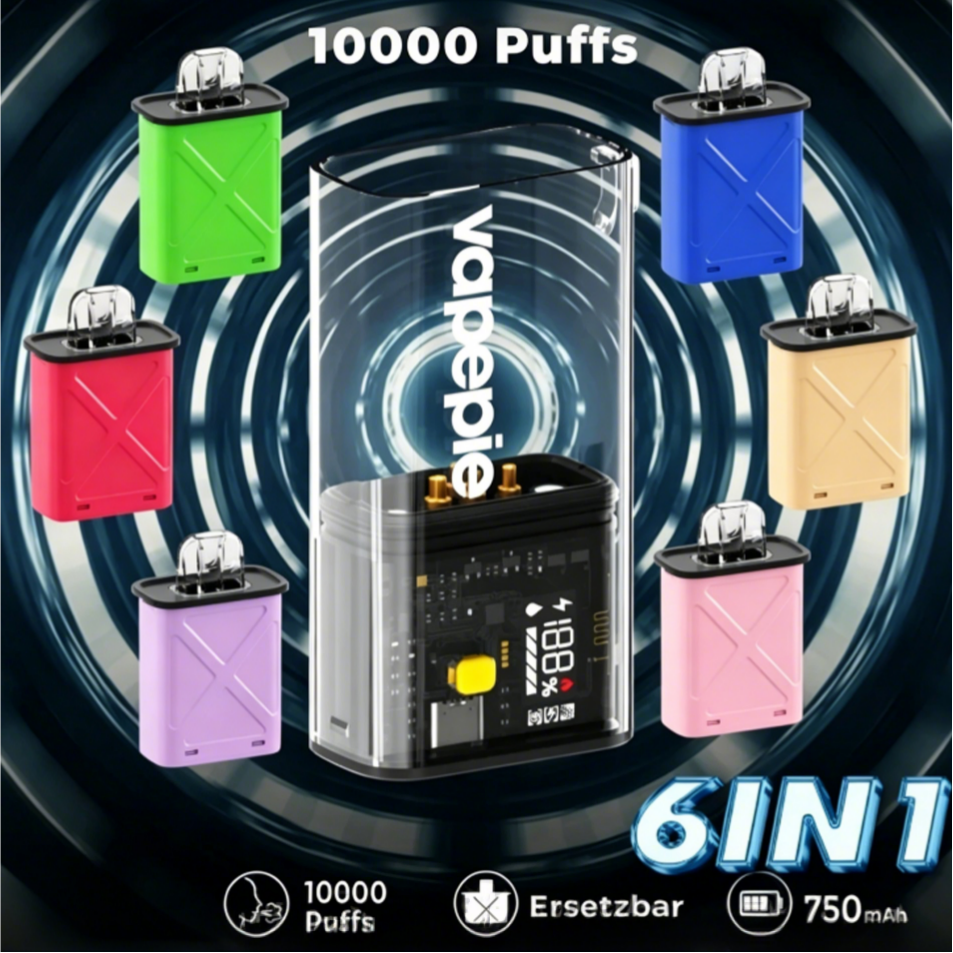 【6 Pods+1 case-10%】VAPEPIE 60000 Züge 6-in-1 Value-Paket| Schnelle Lieferung aus dem DE-Lager