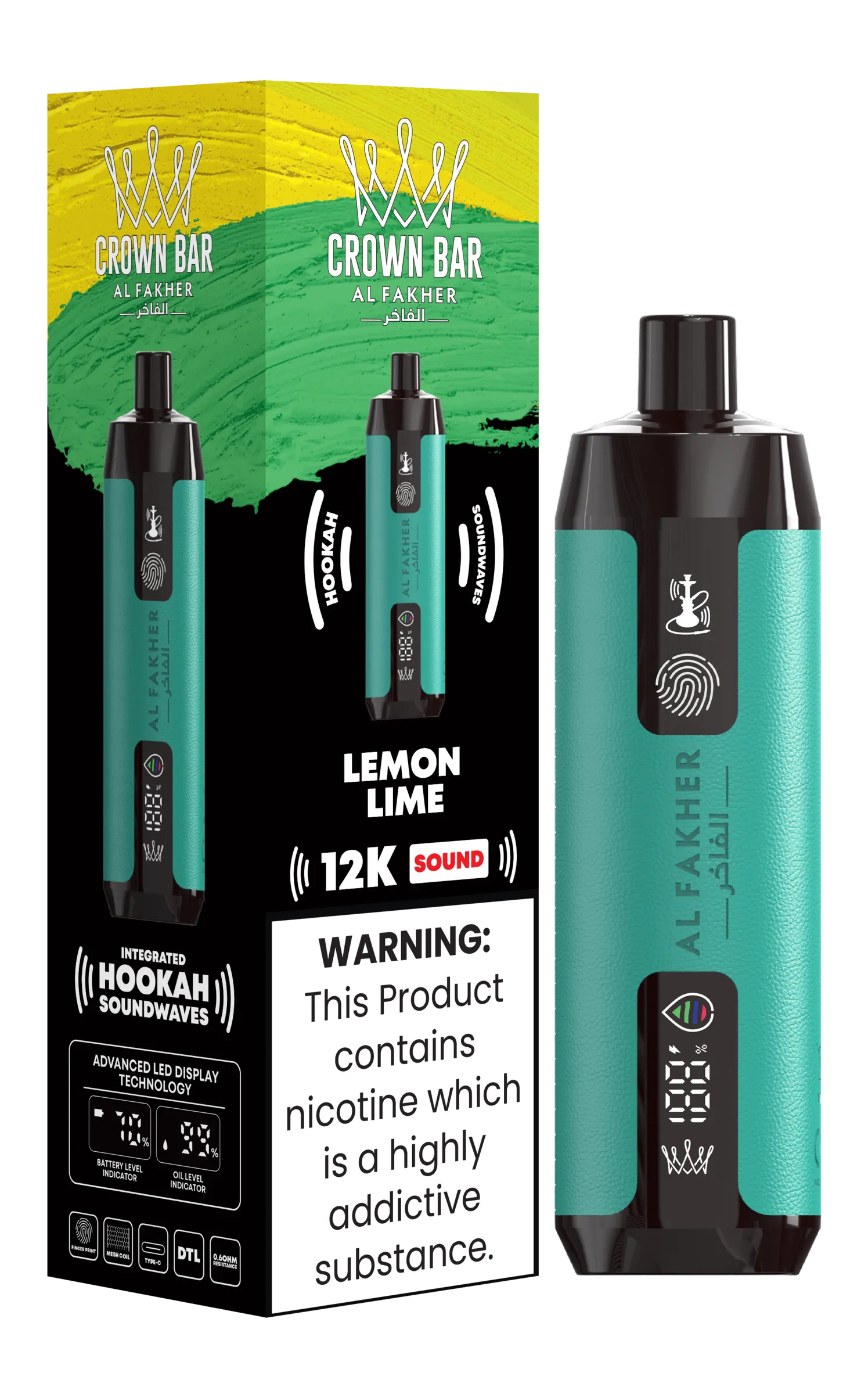Lemon Lime Flavor Vape | Al Fakher 12000 Puffs Crown Bar