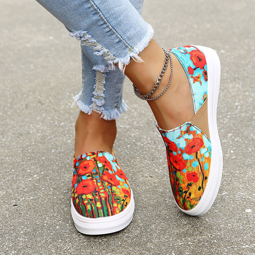 Castillotigo™ Zapatos casuales de graffiti de flores de nuevo estilo