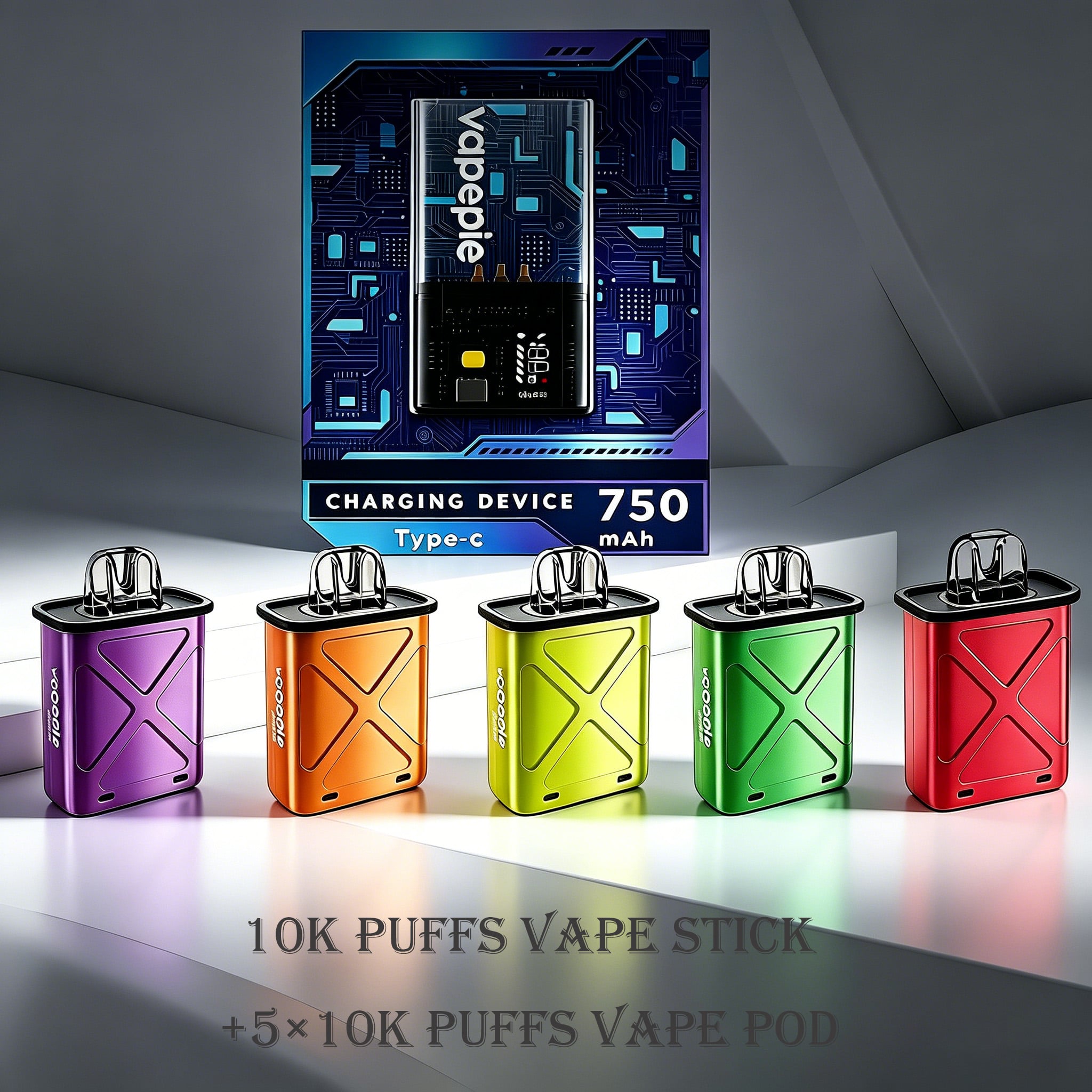 Custom Combo Package ( FlexSwitch 10K Puffs Refillable Pod Device With 5×10K Puffs Pod)
