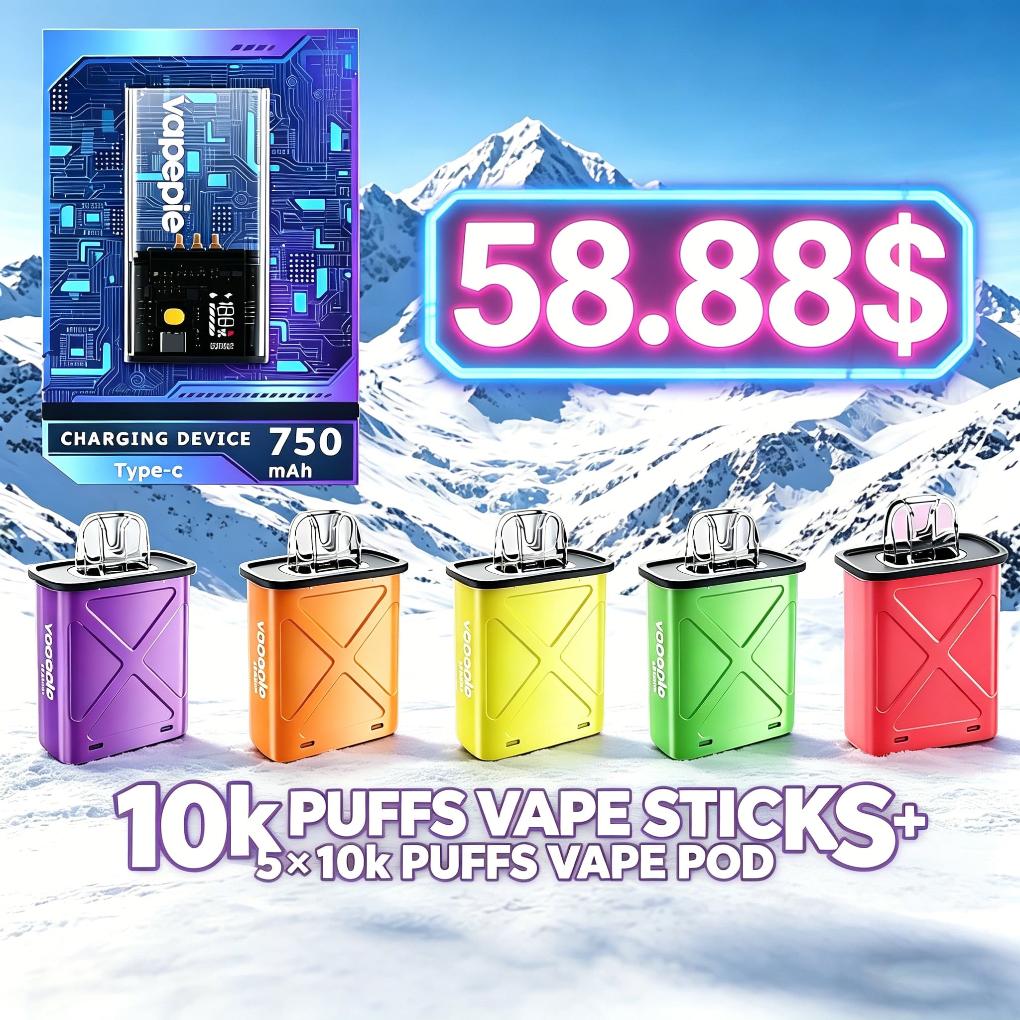 Custom Combo Package ( FlexSwitch 10K Puffs Refillable Pod Vape With 5×10K Puffs Pod)