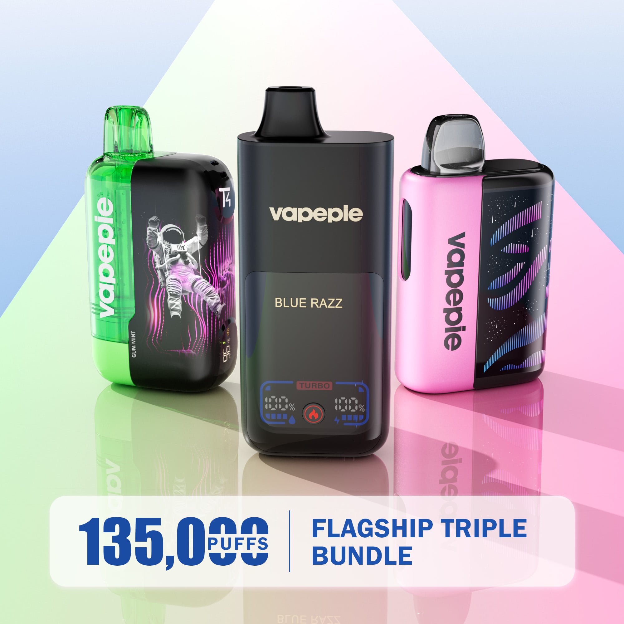 135,000 PUFFS ! VAPEPIE Flagship Triple Pack - Premium Value Bundle