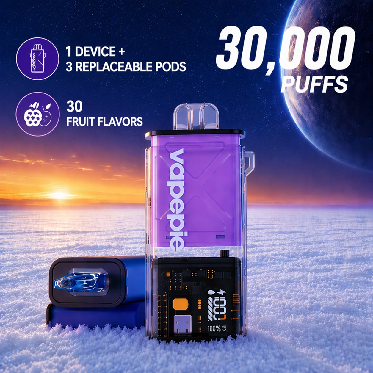 Vapepie 10K Starter Bundle (1 Device + 3 Pods)