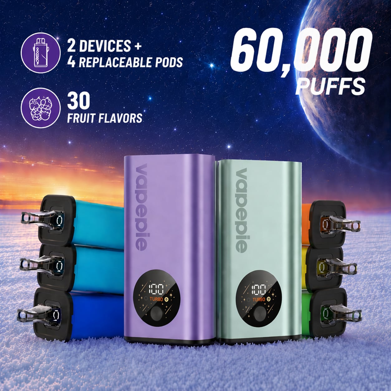 His & Hers FlexSwitch Vape Bundle – 2 Devices + 6 Pods (60,000 Total Puffs)