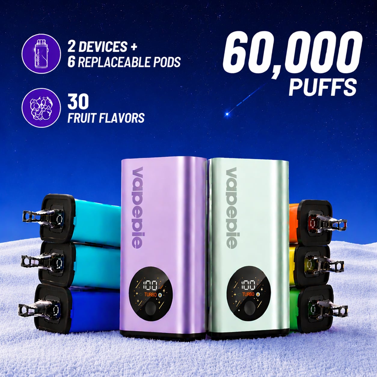 His & Hers FlexSwitch Vape Bundle – 2 Devices + 6 Pods (60,000 Total Puffs)