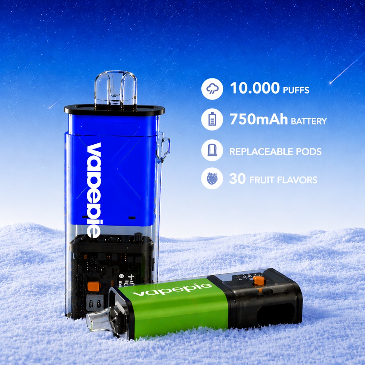 Vapepie 60K Replaceable Pod Kit (1 Device + 6 Pods)