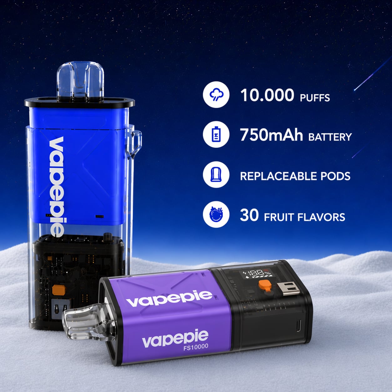 Vapepie 60K Replaceable Pod Kit (1 Device + 6 Pods)
