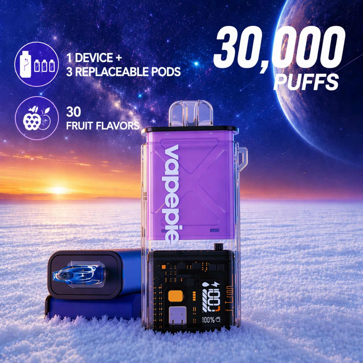 Vapepie 10K Starter Bundle (1 Device + 3 Pods)