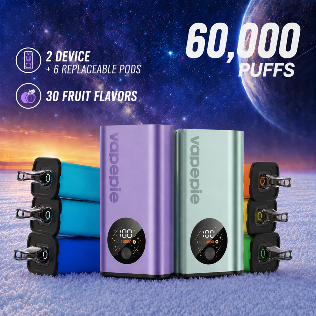 His & Hers FlexSwitch Vape Bundle – 2 Devices + 6 Pods (60,000 Total Puffs)