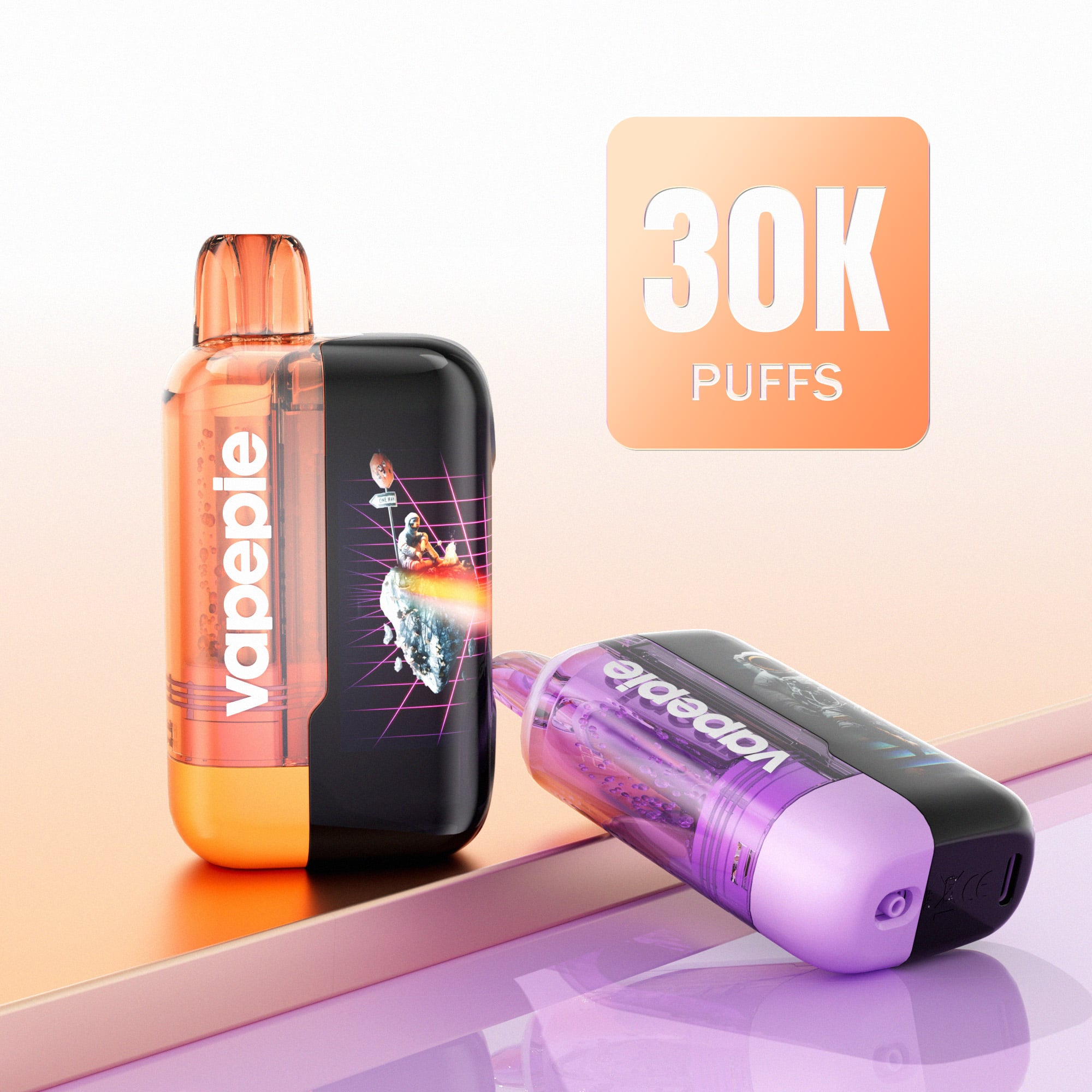 VAPEPIE Ultra Phantom 30000 Puffs Disposable Vape - Glowing Astronaut Screen,Mesh Coil