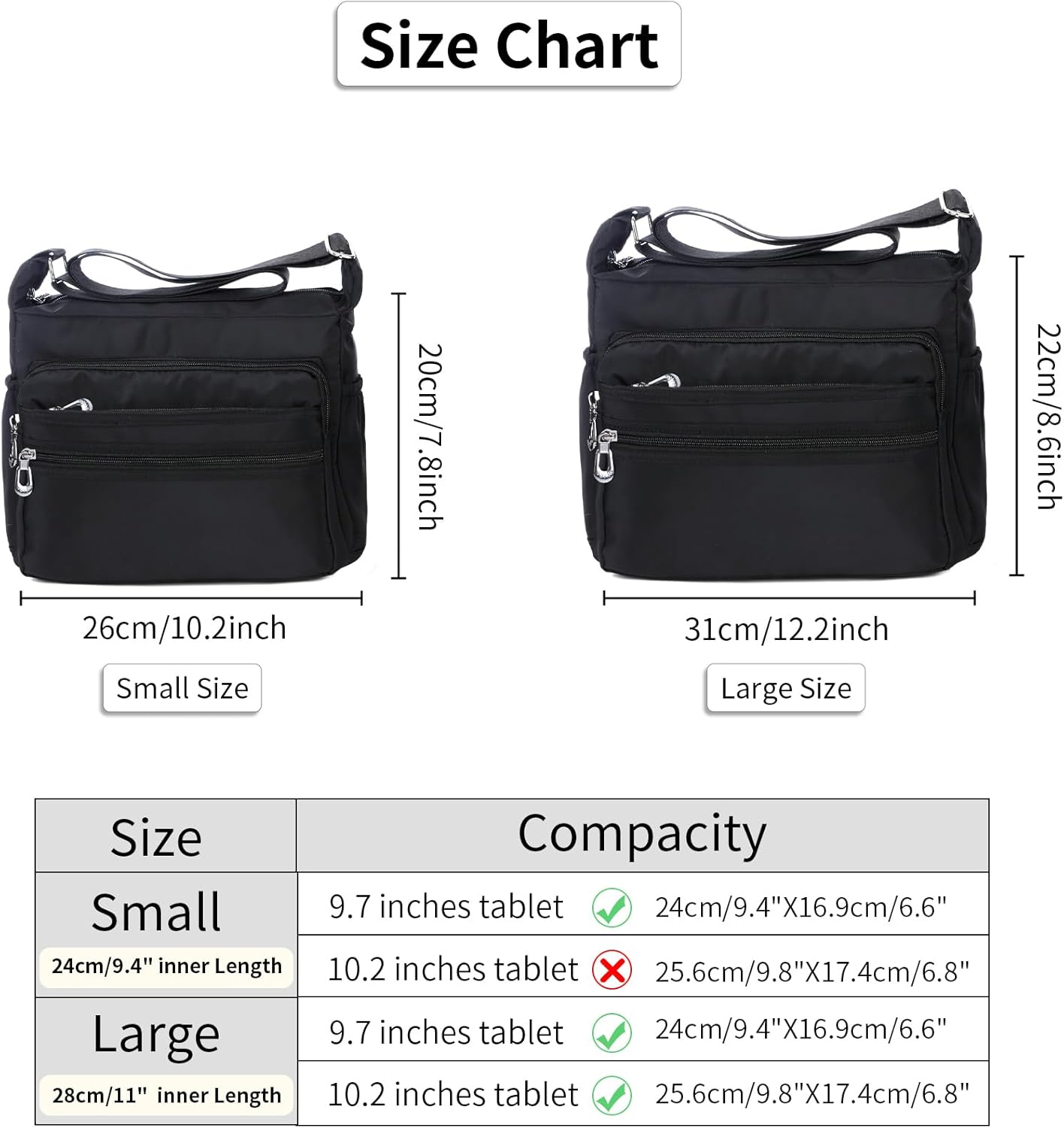 Crossbody Bag for Women Waterproof Shoulder Bag Messenger Bag Casual Nylon Purse Handbag