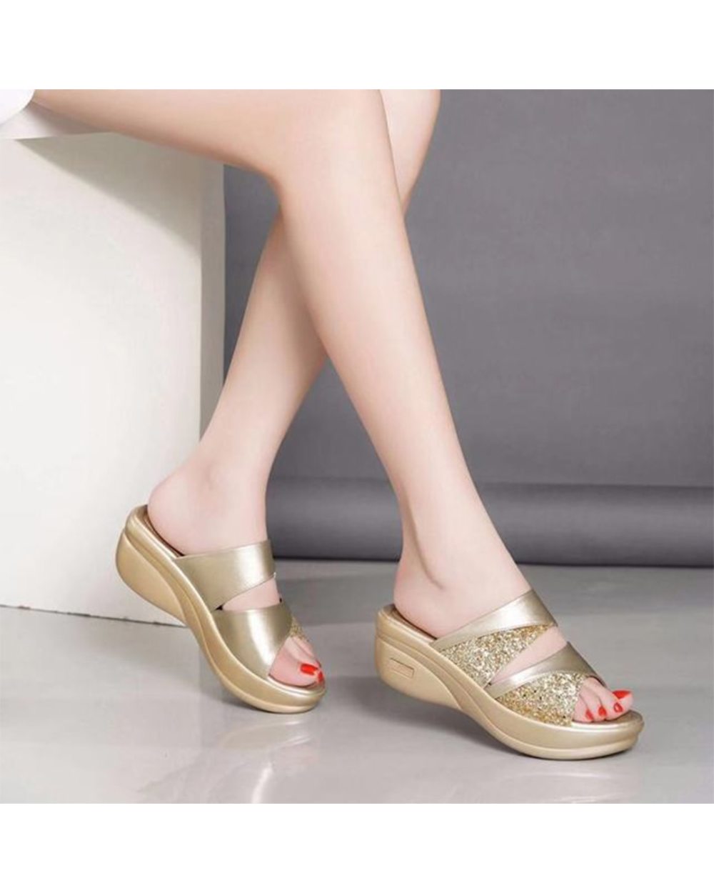 Higolot™ New Summer Glitter PU Wedge Platform Comfortable Sandals For Women