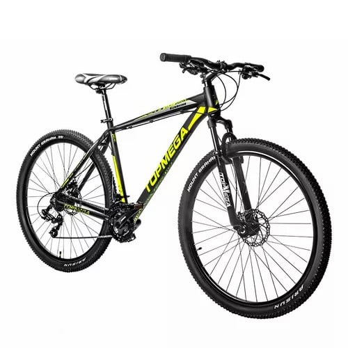 🔥Bicicleta de montaña TopMega MTB Sunshine R29 L 21v Shimano Tourney TZ31 Frenos de disco mecánicos y manetas de cambio Shimano Tourney Azul claro