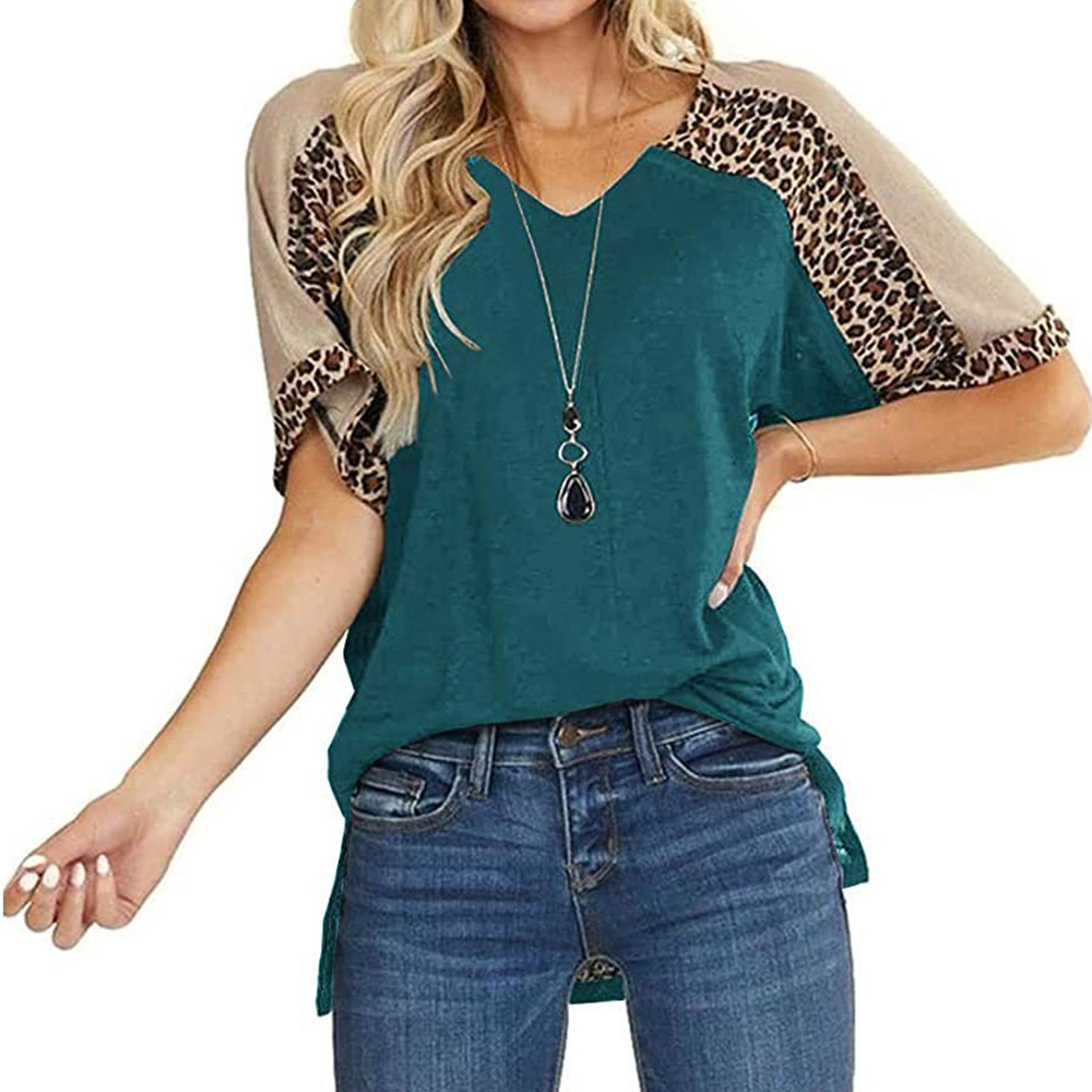 Castillotigo™ Manga corta con cuello en V de leopardo